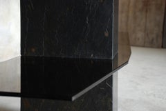 Rough Black Rectangular Block Console Shelf, Sculpted by Frederic Saulou