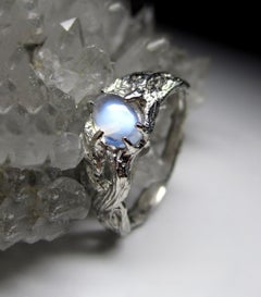 Adularia Moonstone Silver Ring Cabochon fine quality wedding anniversary gift