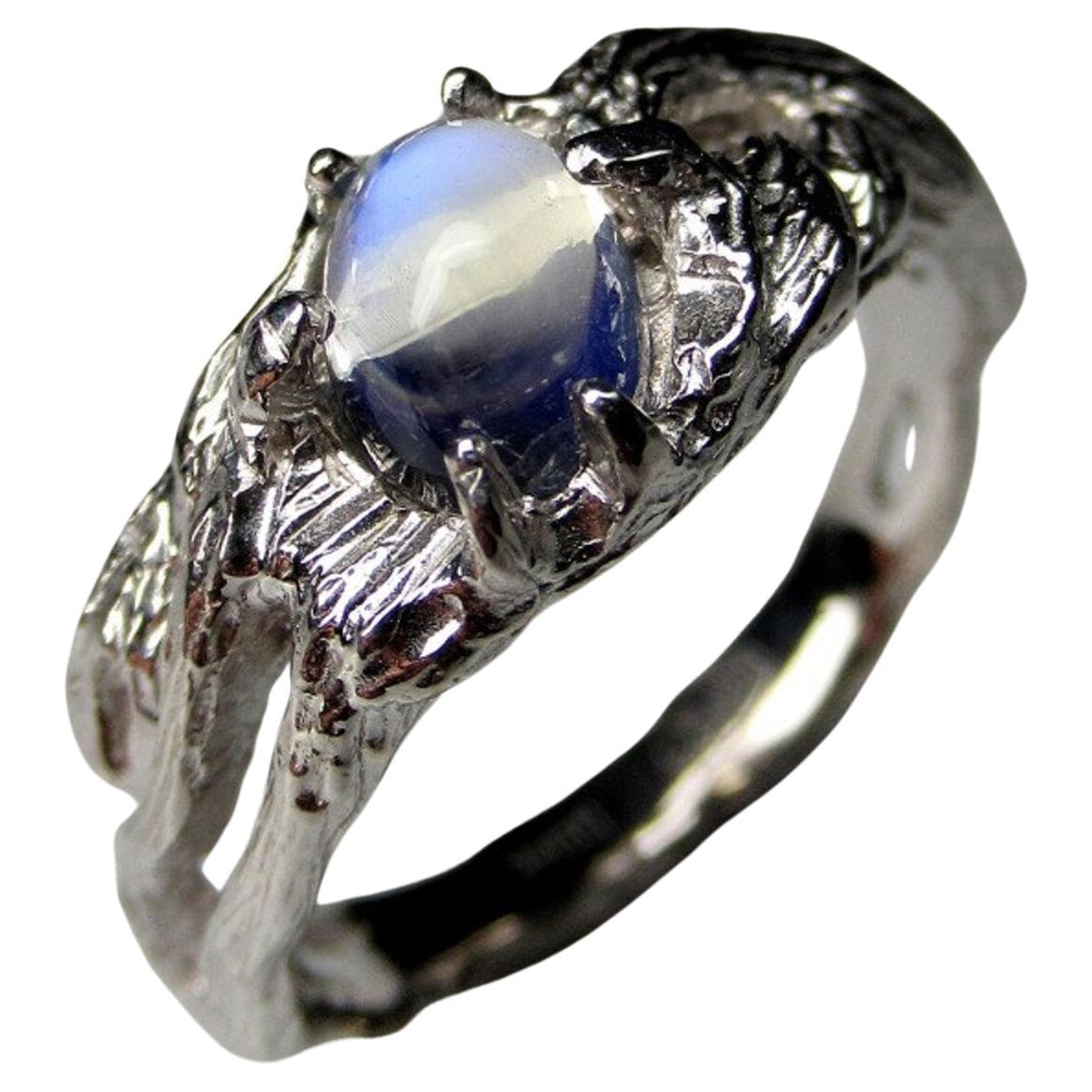 Adularia Moonstone Silver Ring Cabochon fine quality wedding anniversary gift For Sale
