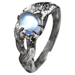 Anello in argento con pietra di luna Adularia Cabochon regalo di anniversario di matrimonio di alta qualità