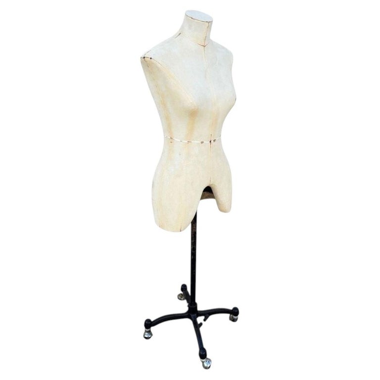 linen dress form mannequin Adult Female Dress Form White Linen Mannequin with Black Base Adjustable Height