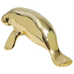 Adult Manatee Polished Brass Sculpture