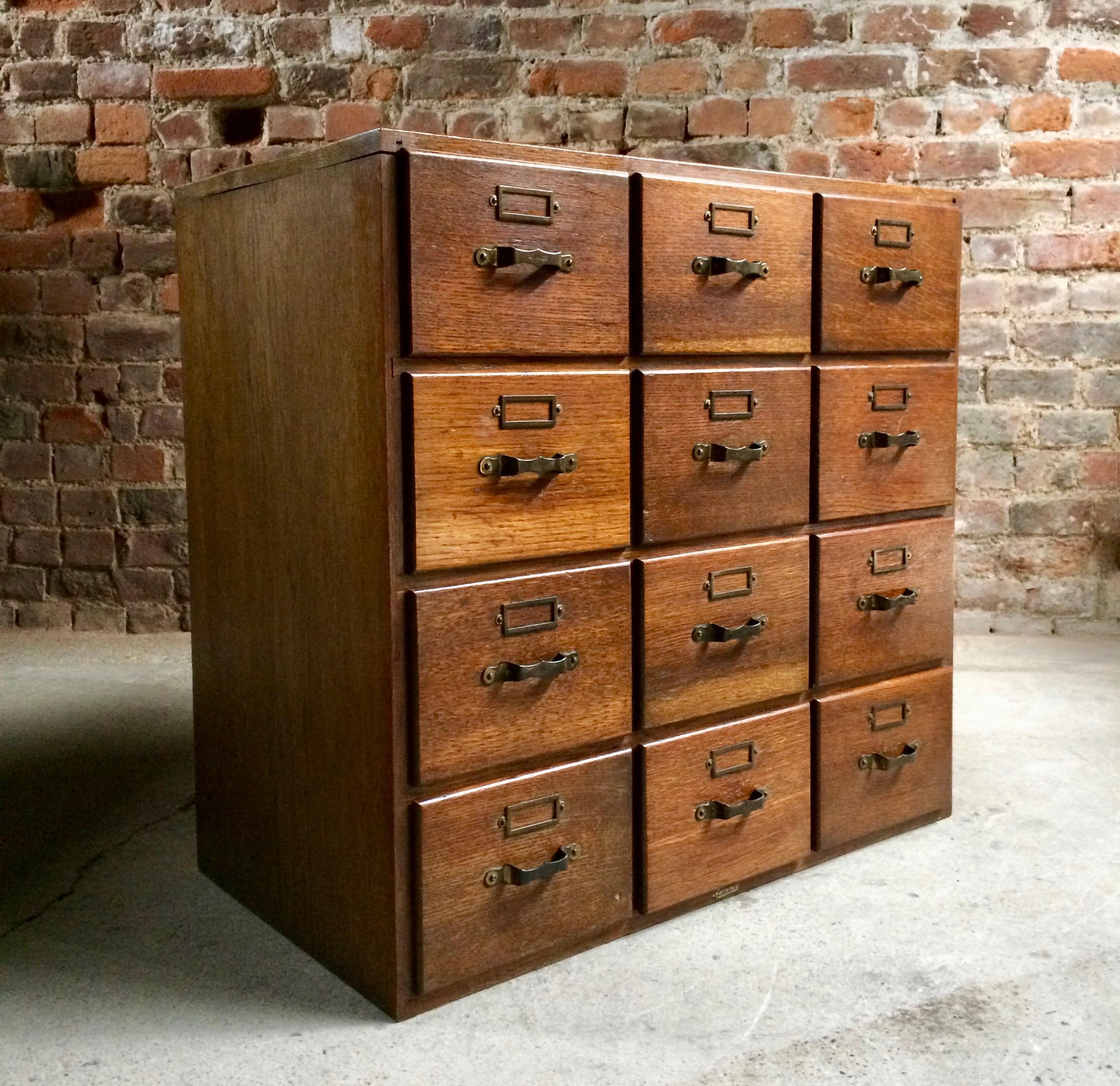 English Advance Systems Haberdashery Oak Chest of Drawers Filing Cabinet Loft Style