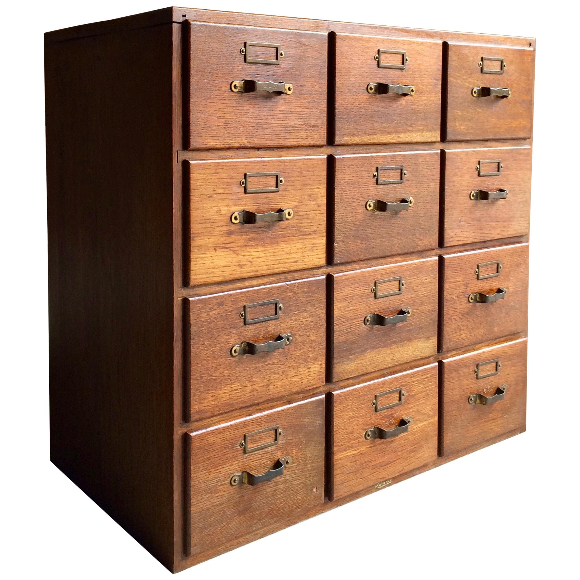 Advance Systems Haberdashery Oak Chest of Drawers Filing Cabinet Loft Style