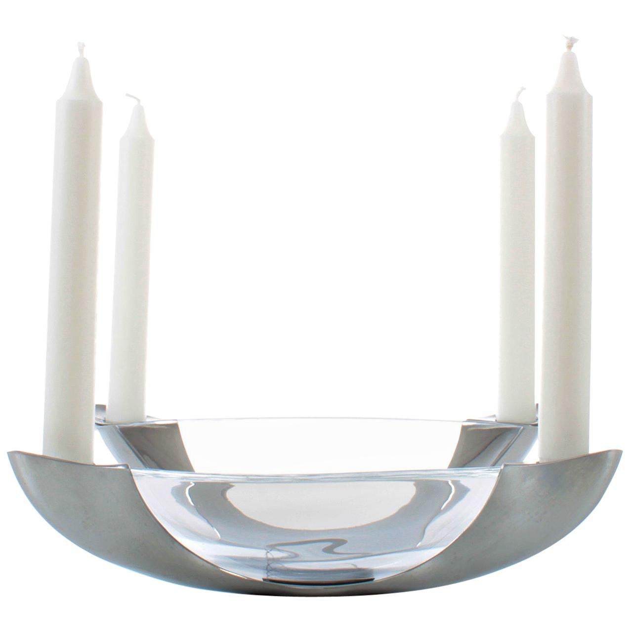 Advent Candle Holder, 4-Lights by Stelton, Modern Stainless Steel Candleholder