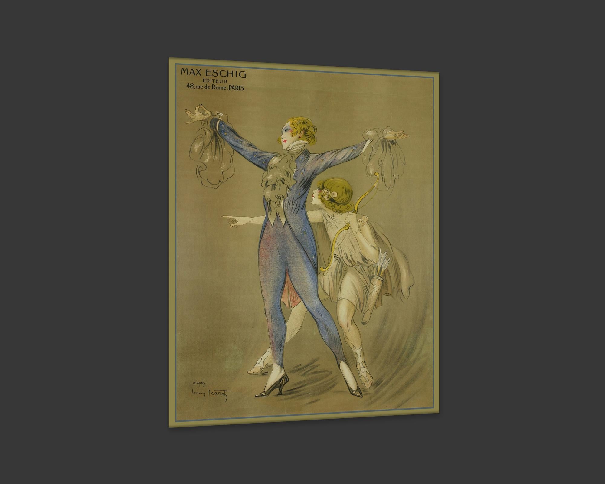 French Advert for Max Eschig, after Belle Époque Vintage Poster by Louis Icart For Sale