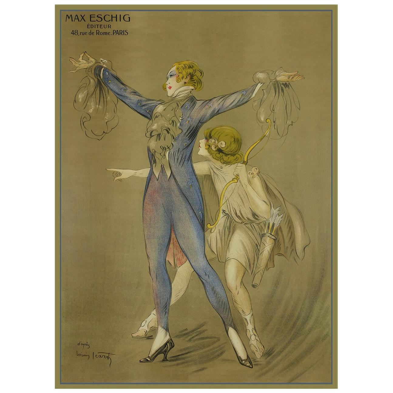 Advert for Max Eschig, after Belle Époque Vintage Poster by Louis Icart For Sale
