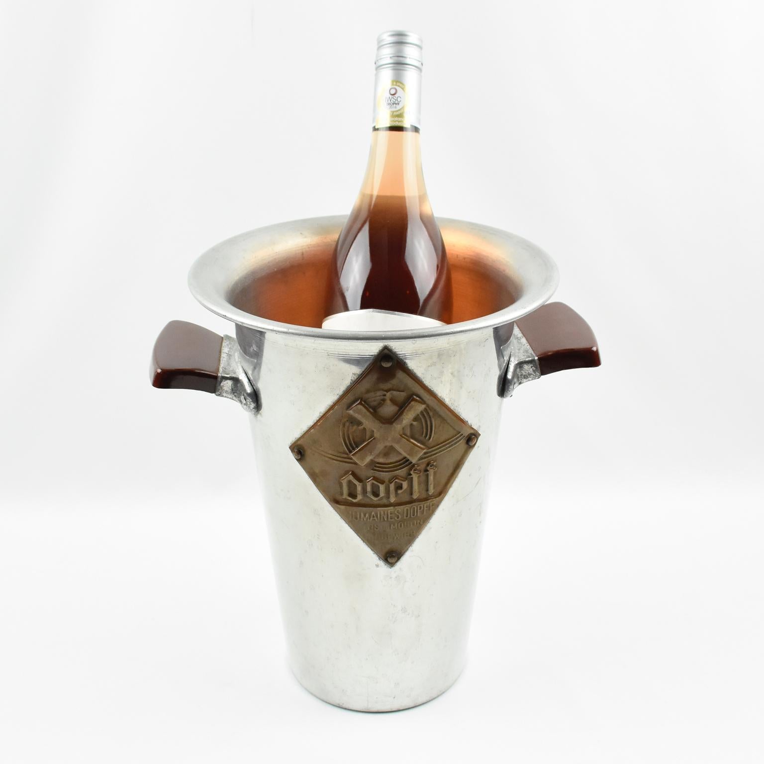 French Advertising Aluminum Ice Bucket Wine Cooler, France 1950s For Sale