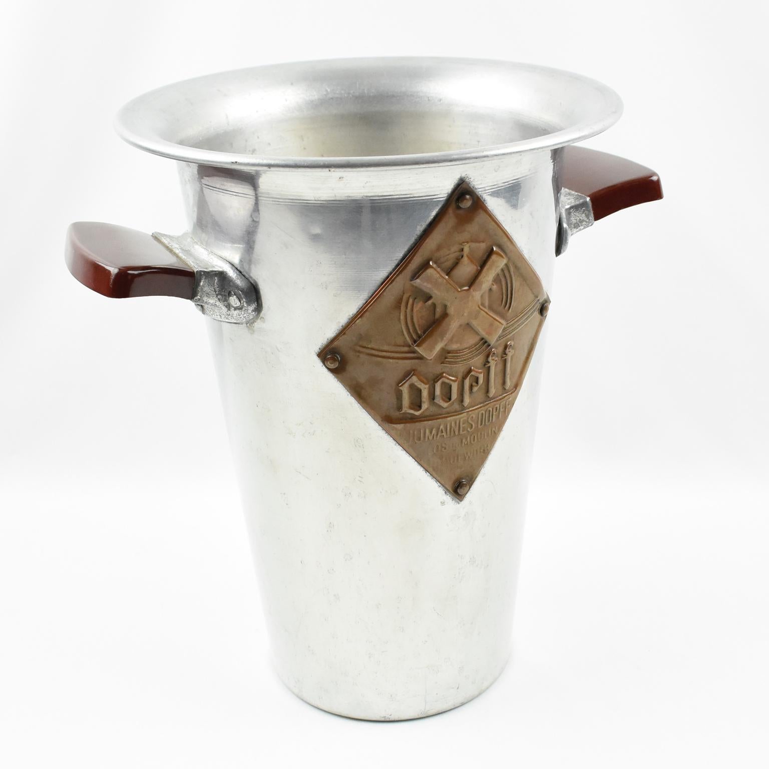 Advertising Aluminum Ice Bucket Wine Cooler, France 1950s In Good Condition For Sale In Atlanta, GA