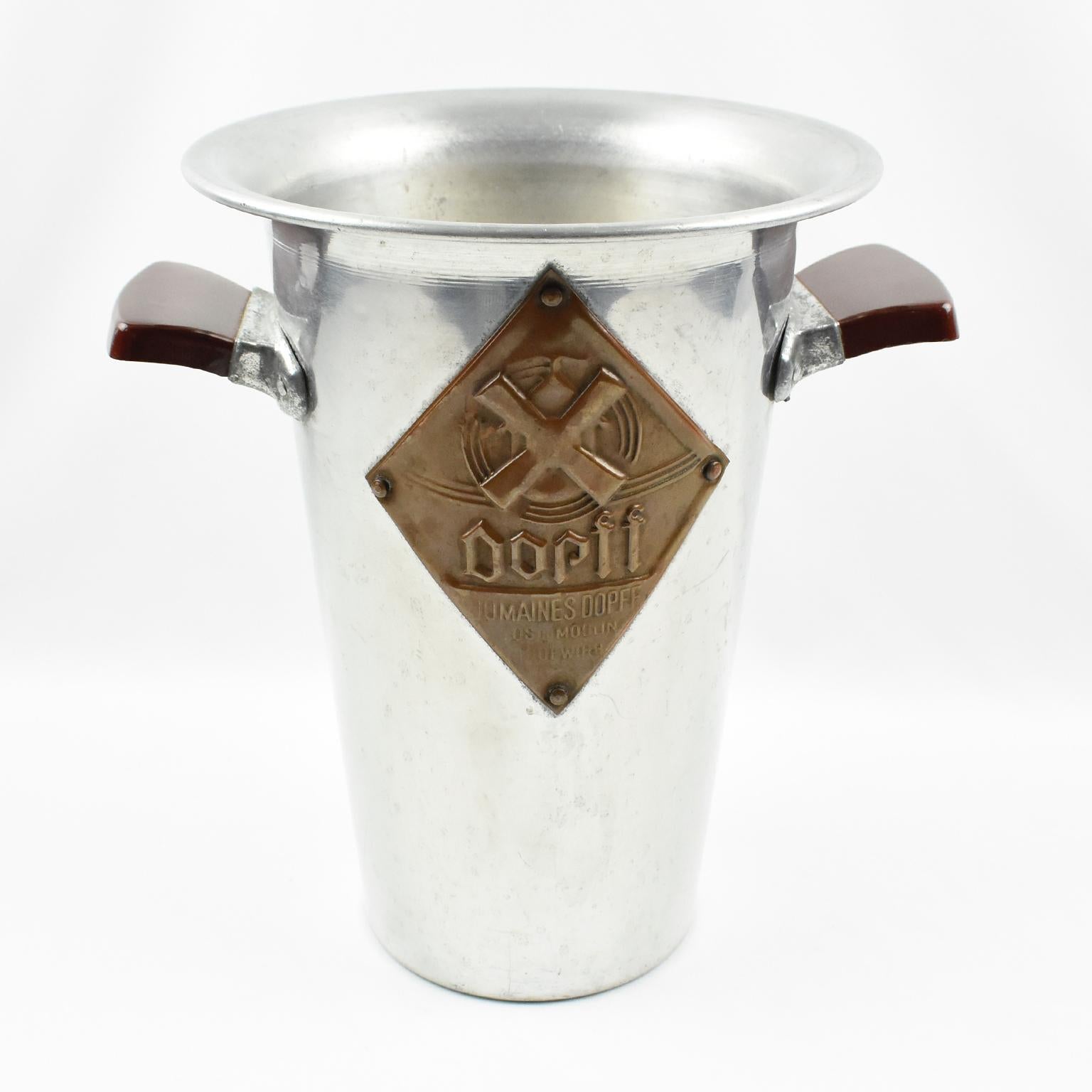 Mid-20th Century Advertising Aluminum Ice Bucket Wine Cooler, France 1950s For Sale