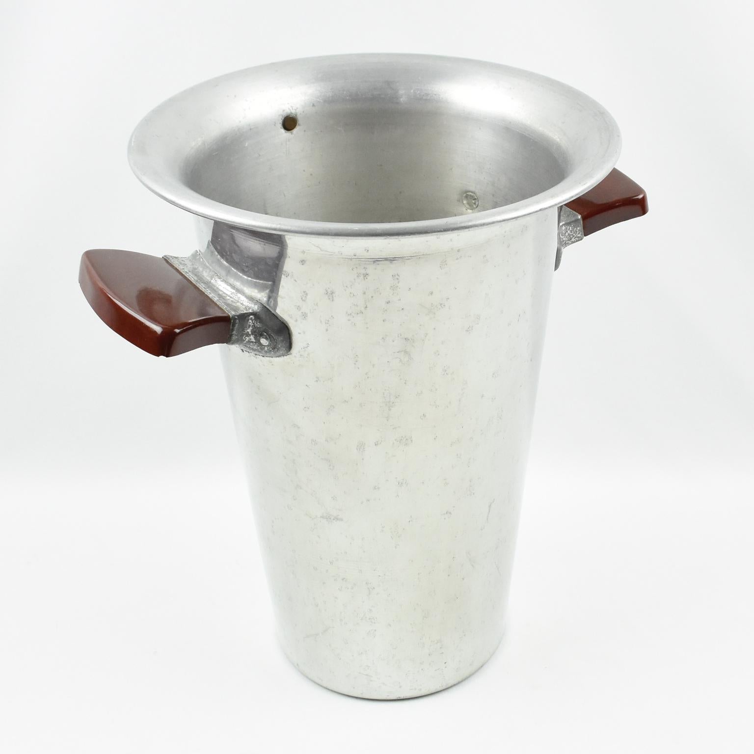 Metal Advertising Aluminum Ice Bucket Wine Cooler, France 1950s For Sale