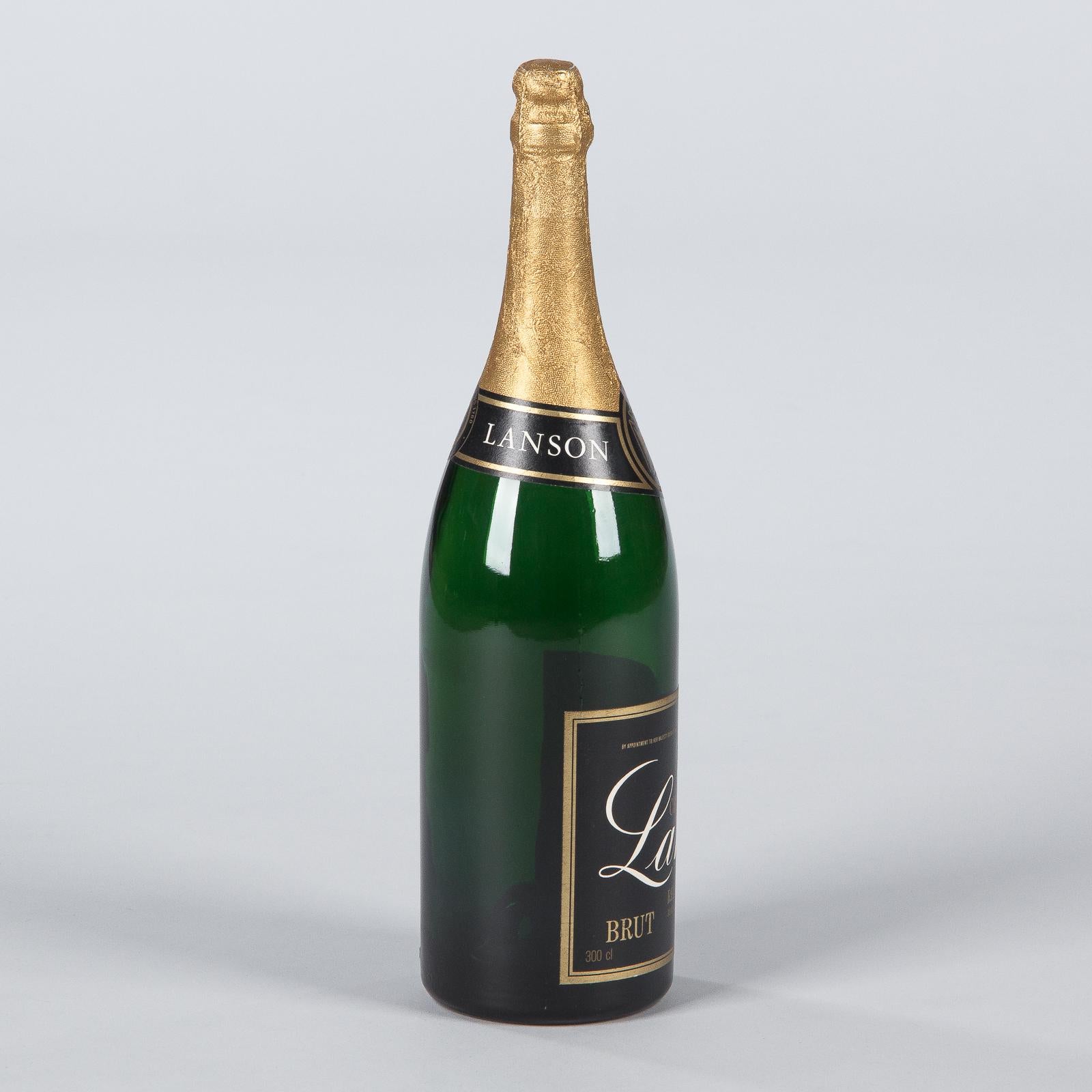 Glass Advertising Champagne Bottle for Lanson, 1980s For Sale