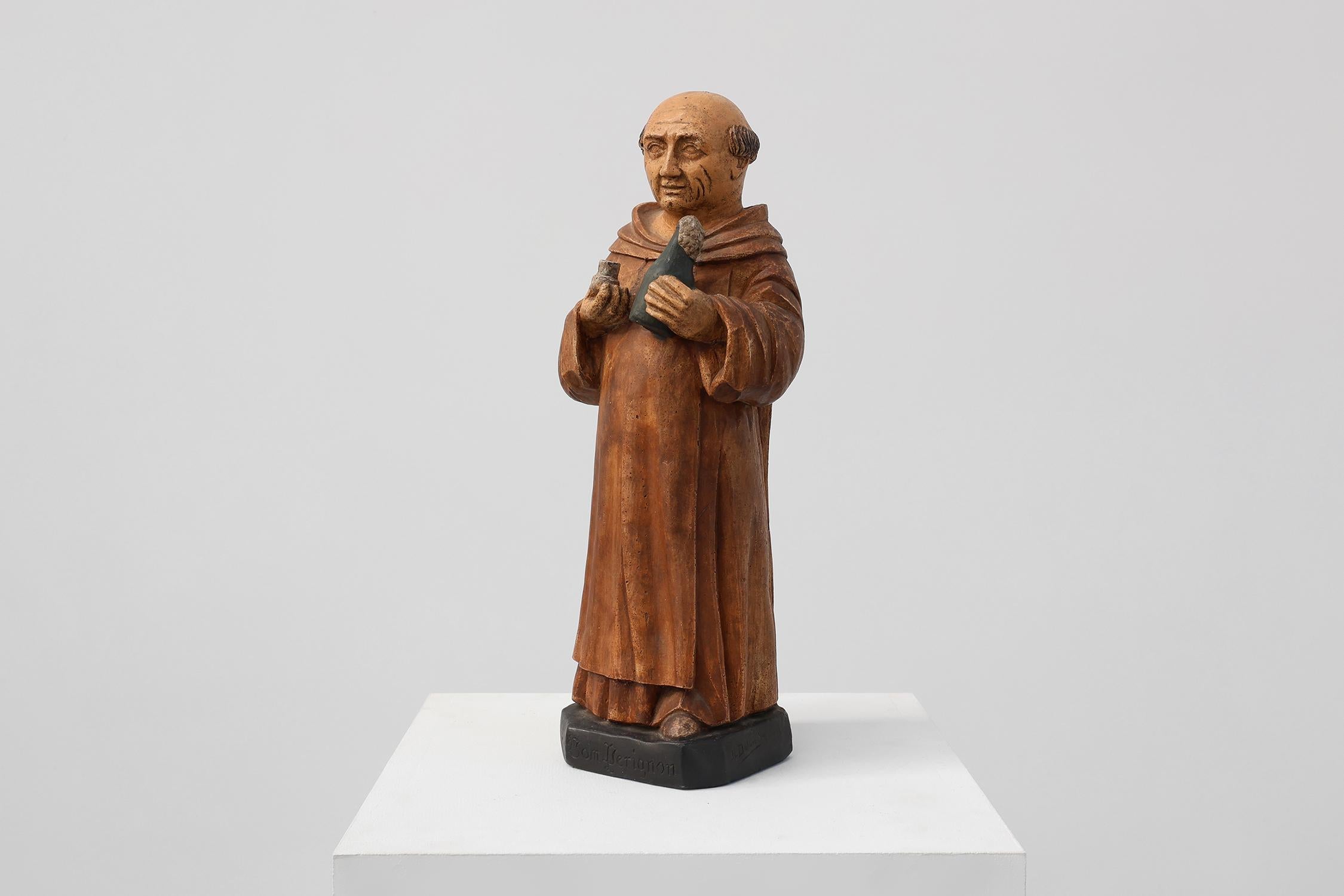 Belgian Advertising Figure from Champagne Dom Pérignon signed J.L. Delaroche For Sale