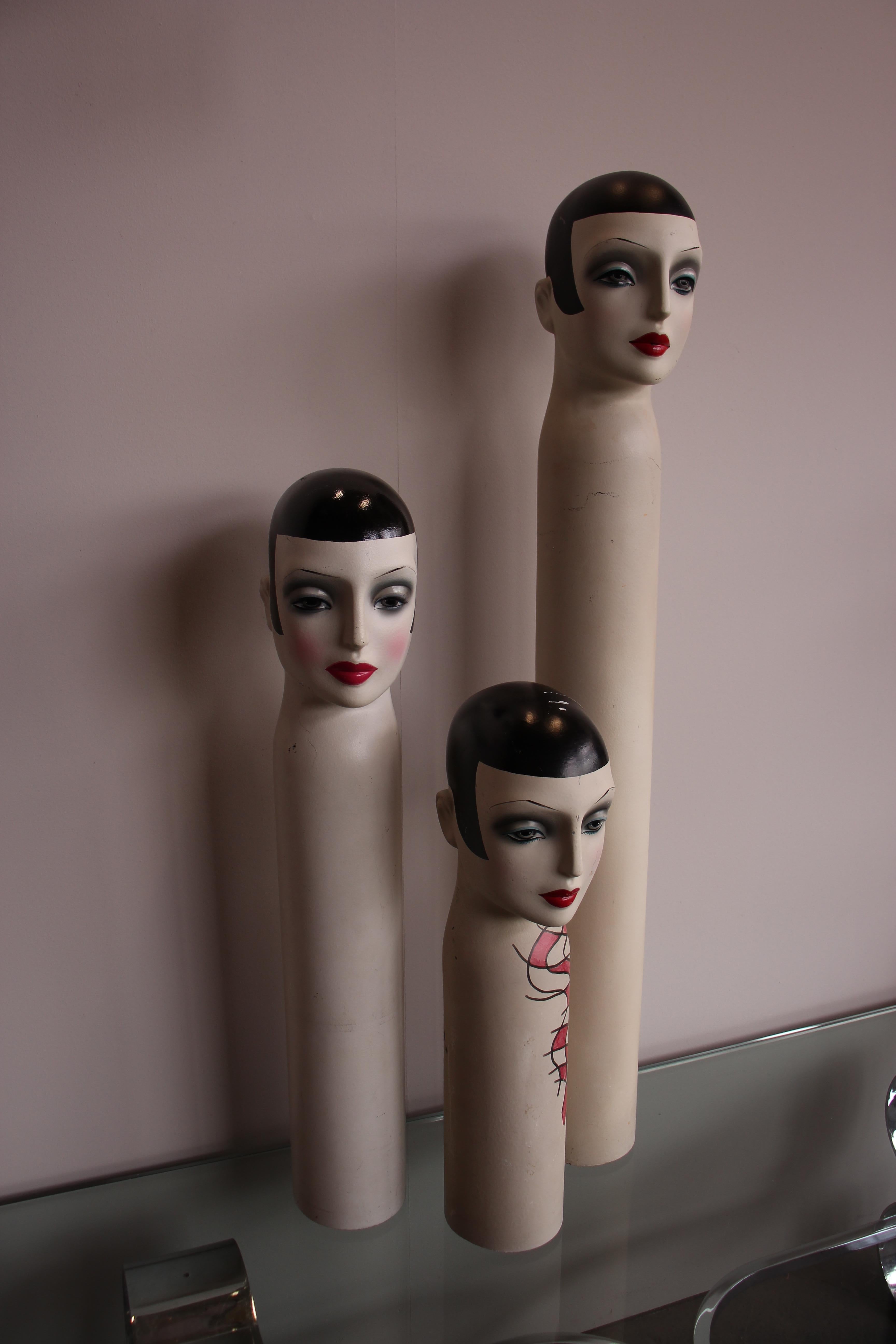 Plastic Advertising Figures, Mannequins for Hats and Scarves from the 1950s