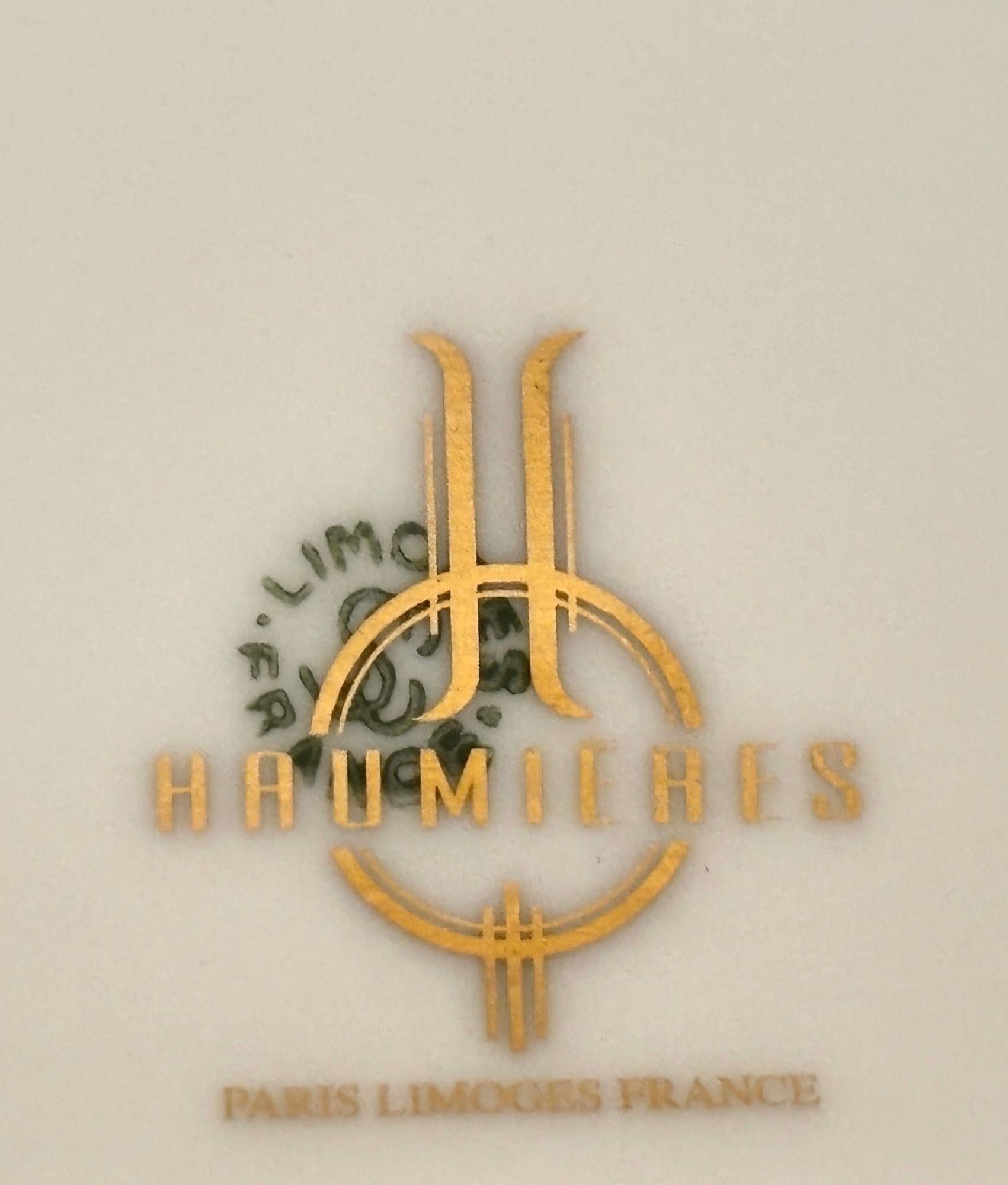 Ceramica Posacenere pubblicitario in ceramica francese di Limoges bianco con logo blu in vendita