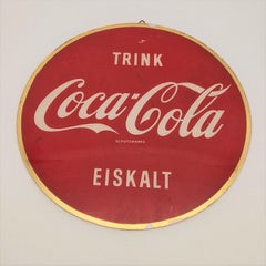 Advertising Glass Sign "Trink Coca Cola - Eiskalt". 1950 - 1959