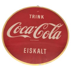 Advertising Glass Sign "Trink Coca Cola - Eiskalt". 1950 - 1959