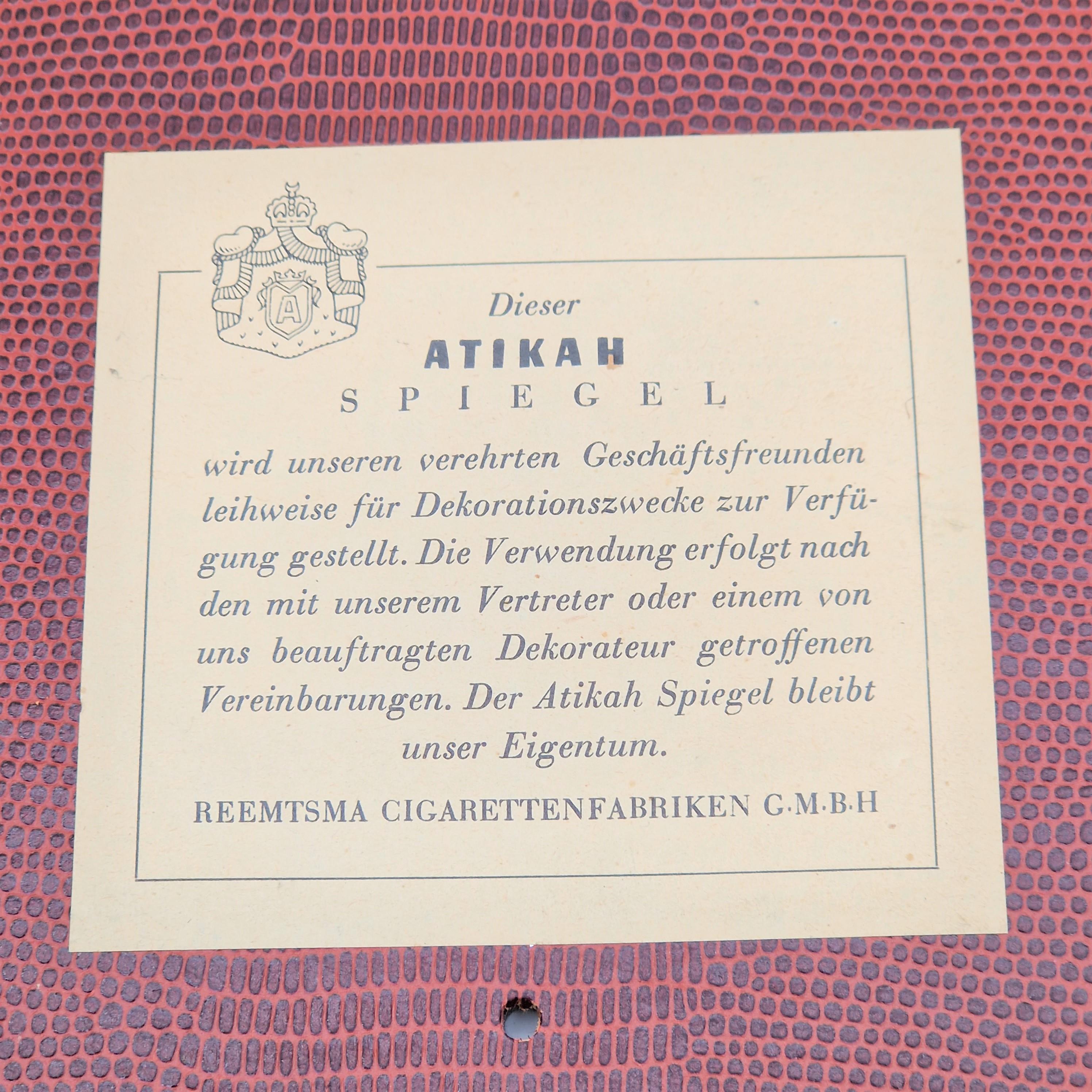 German Advertising Mirror by Raymond Peynet for Atikah Cigaretten For Sale