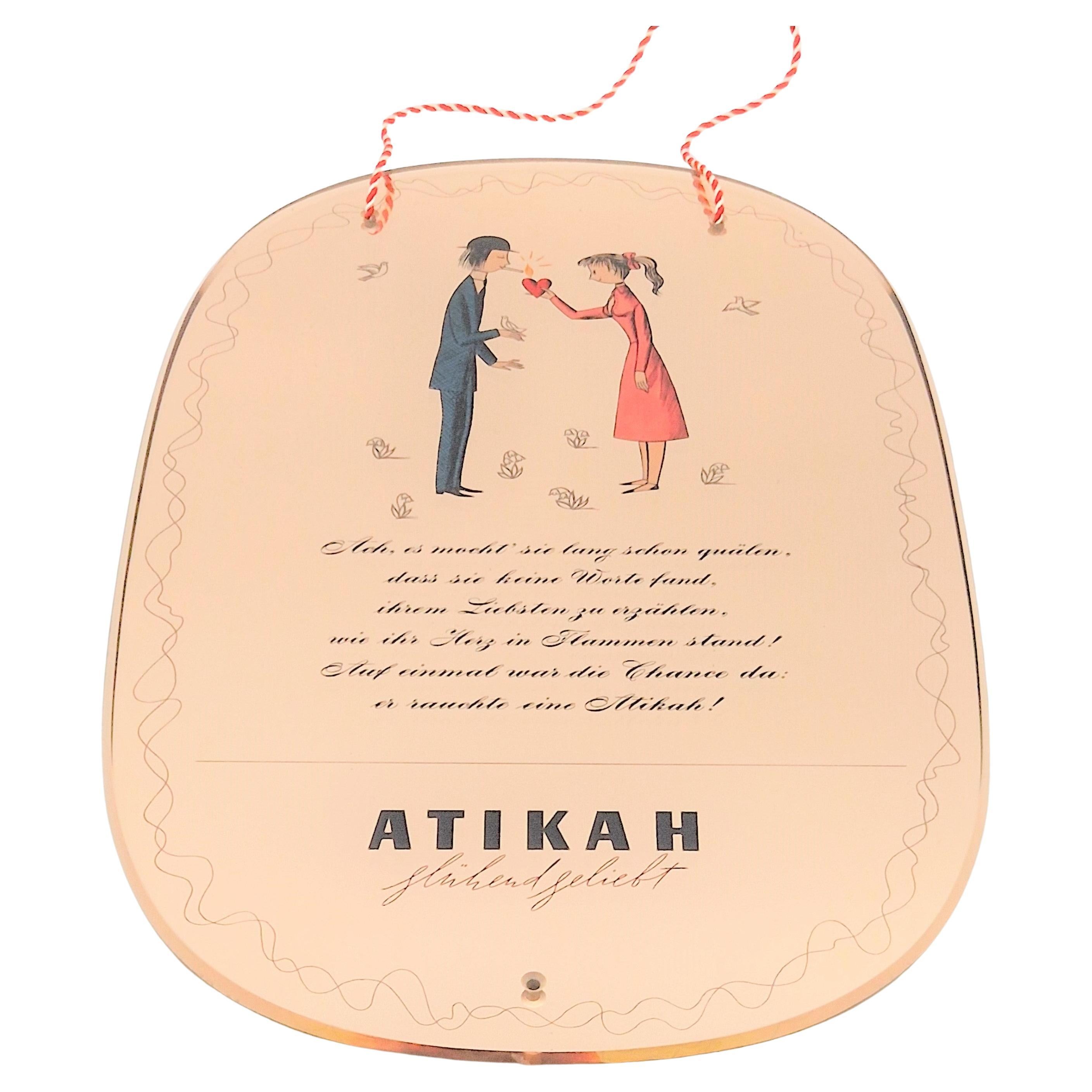 Advertising Mirror by Raymond Peynet for Atikah Cigaretten