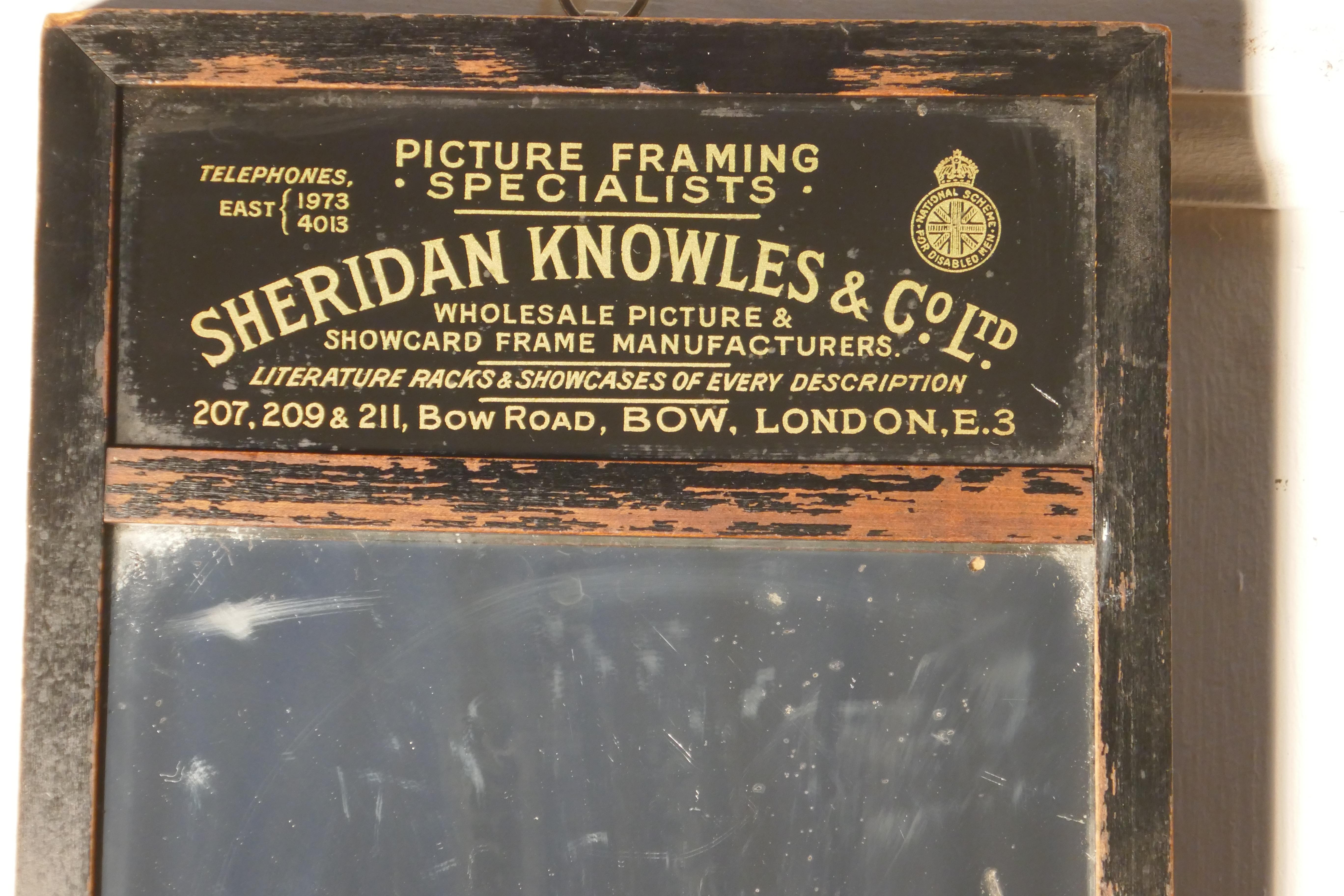 Industrial Advertising Mirror, Sheridan Knowles & Co Ltd Bow, London For Sale