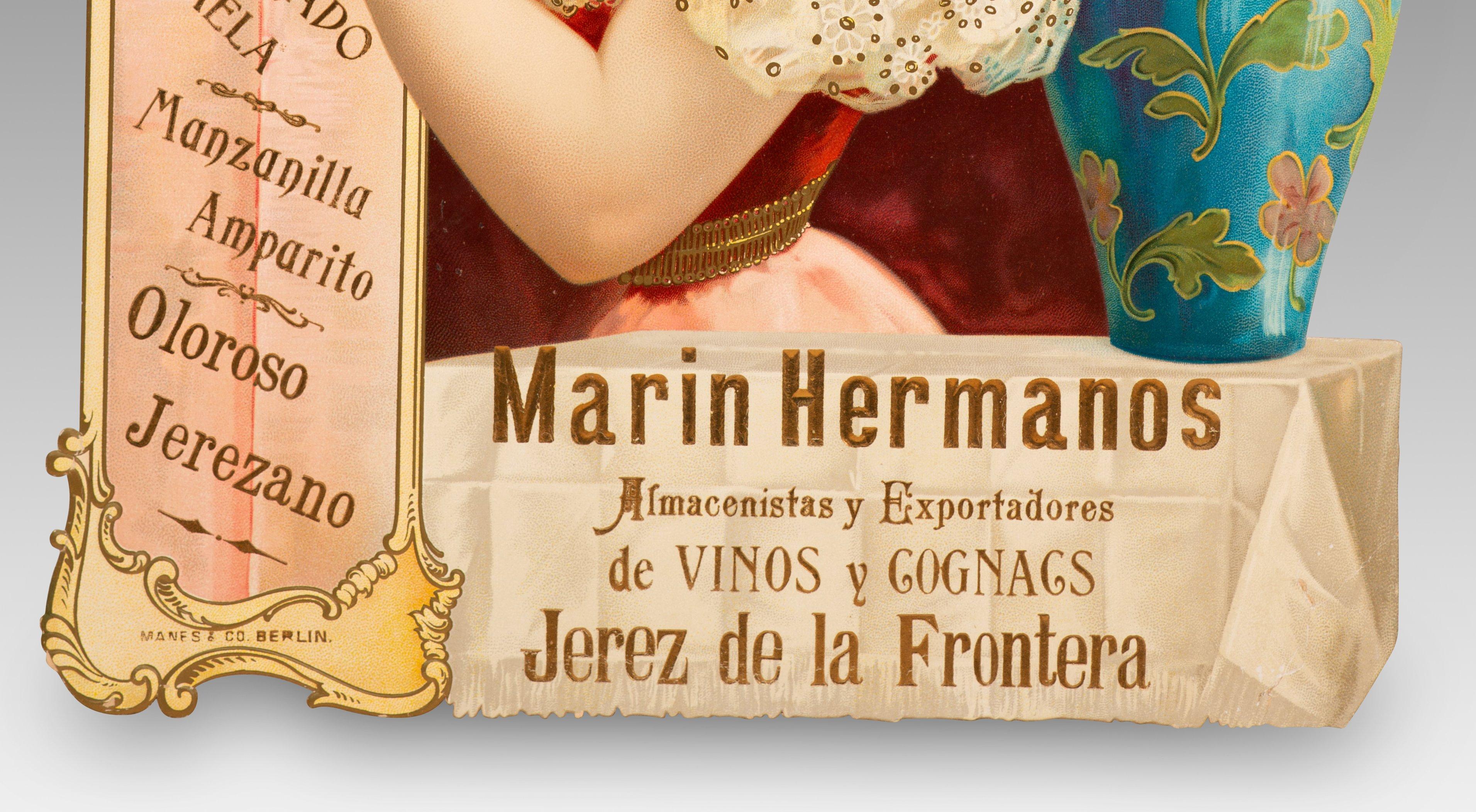 Werbeplakat, Hermanos Marín, Jerez de la Frontera. Erste Hälfte 20. Jh. (Europäisch) im Angebot