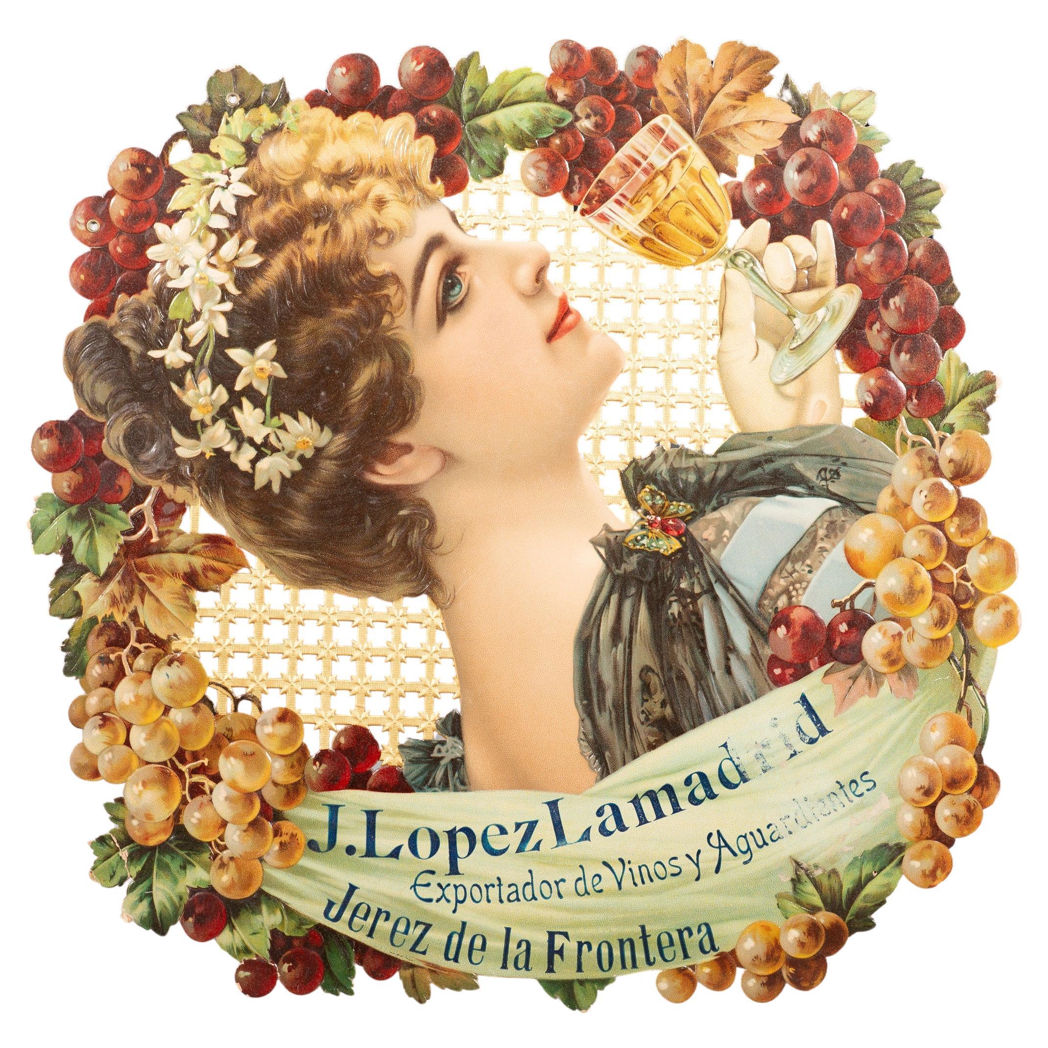 Affiche publicitaire, J. López Lamadrid, exportateur de vins et spiritueux, Jerez (...).