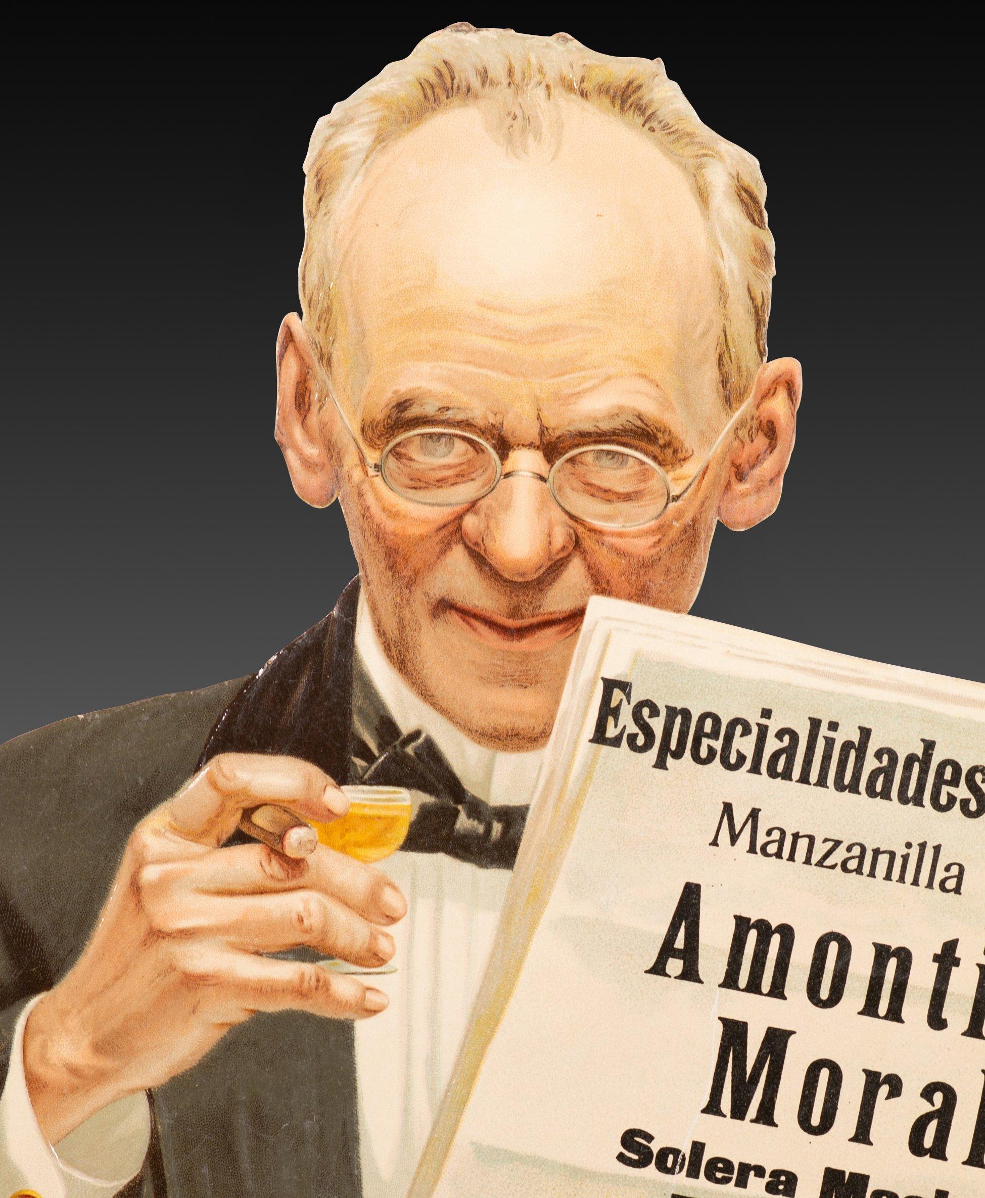 Werbeplakat, José María de Morales, Jerez de la Frontera. Pappe. Möglicherweise Spanien, erste Hälfte des 20. Jahrhunderts. 
Stellt Marken vor.
 Miguel Morales y Morales (Arcos 1826) und Cayetana Ubreva Bardayo (1840-1920) waren die Eltern von José