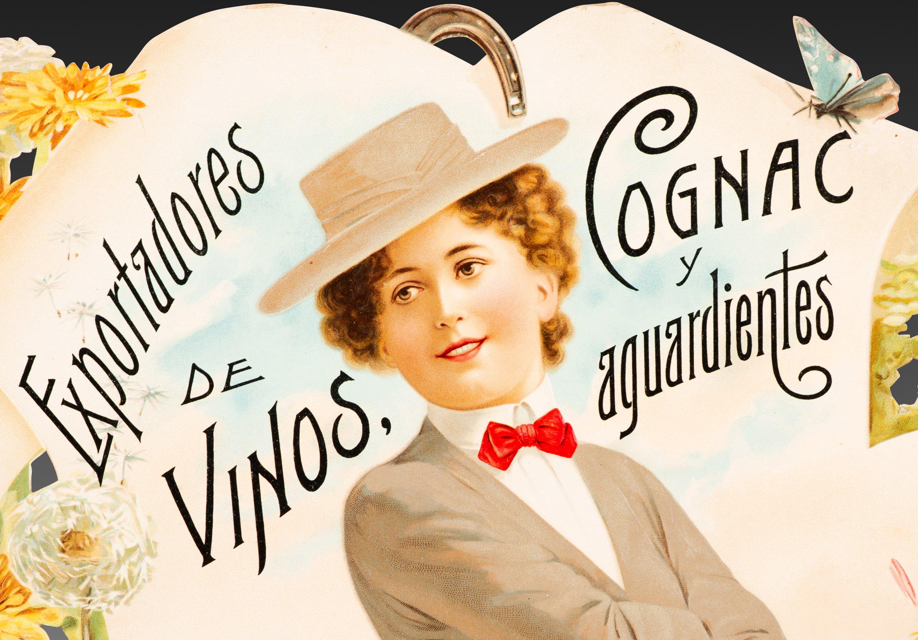 Werbeplakat, Pomar y Reyes, Exporteure von Weinen, Cognac und Spirituosen, Jerez de la Frontera. Pappe. Berlin, erste Hälfte des 20. Jahrhunderts. 
Es gibt Belege für die Existenz von Pomar y Reyes in der Calle Zaragoza in Cádiz (Seite 2001,