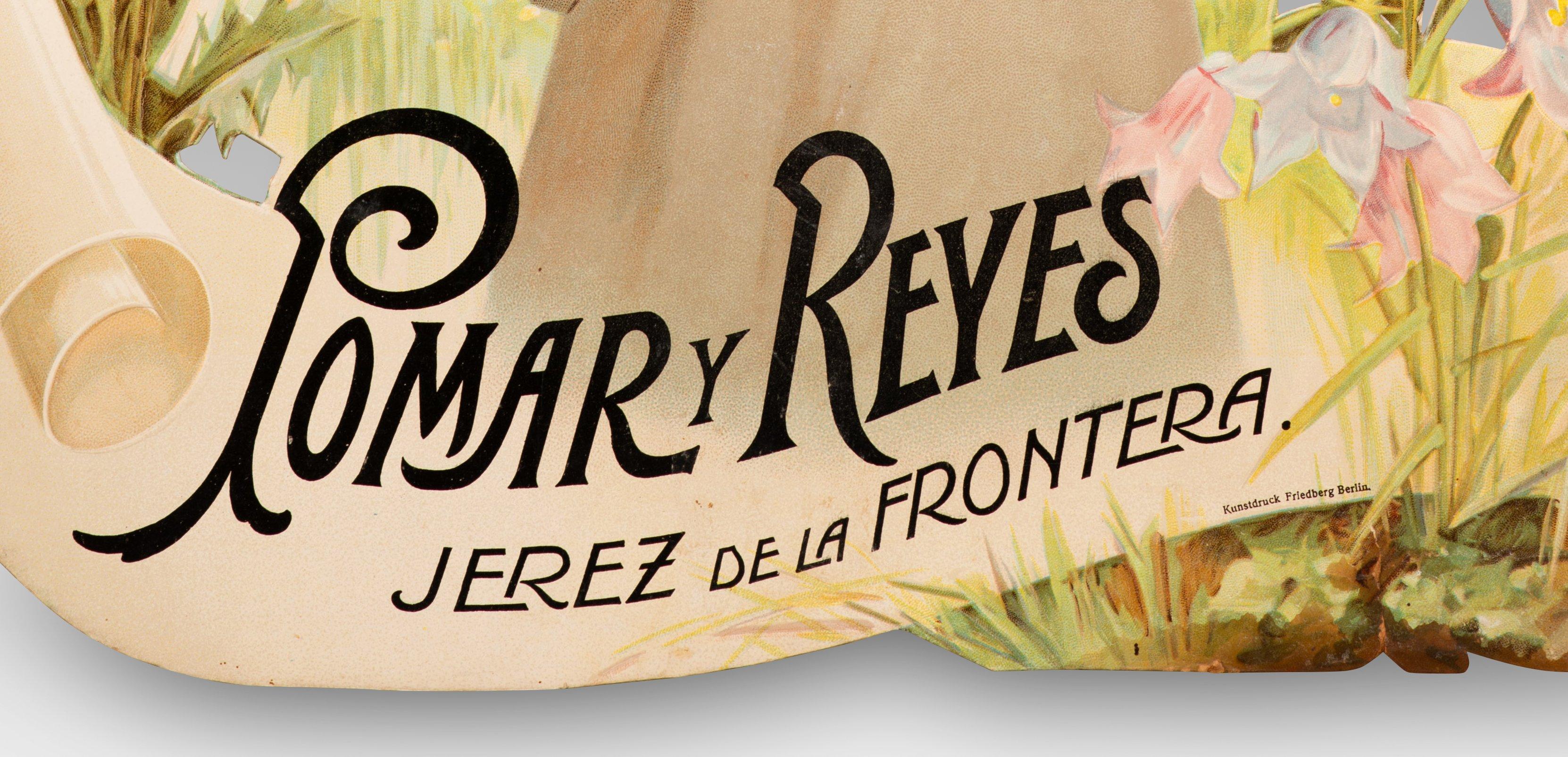 Werbeplakat, Pomar y Reyes, Exporters of Wines, Cognac... 20. Jahrhundert. (Sonstiges) im Angebot