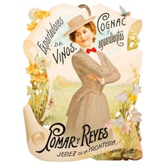 Vintage Advertising poster, Pomar y Reyes, Exporters of Wines, Cognac... 20th c.