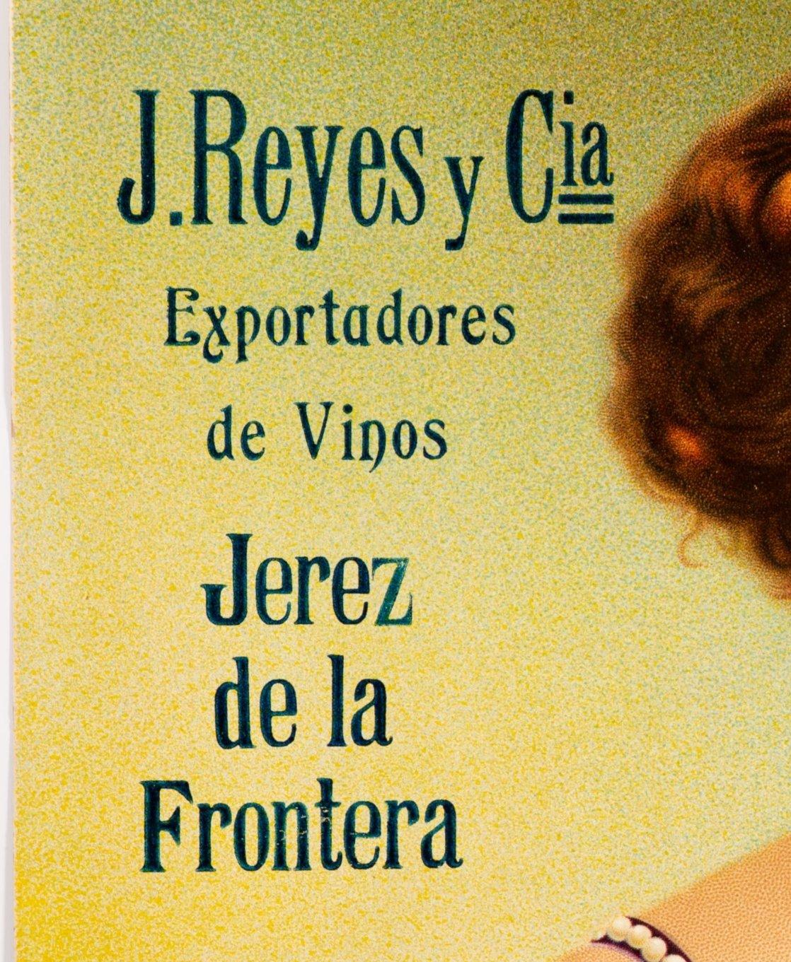 Werbeplakat, Reyes y Cía., Weinexporteure, Jerez de la Frontera (...). (Europäisch) im Angebot