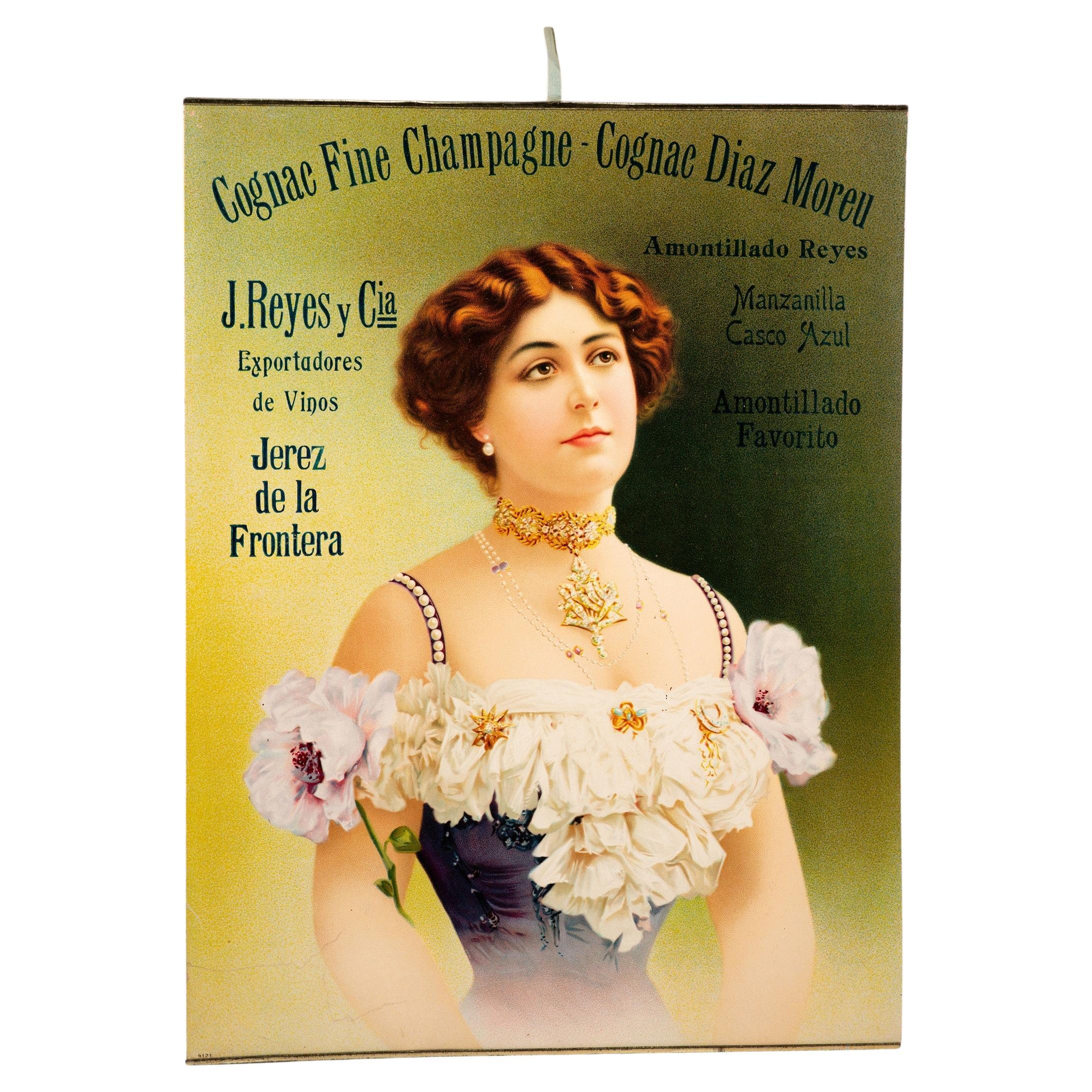 Cartel publicitario, Reyes y Cía., Exportadores de Vino, Jerez de la Frontera (...).