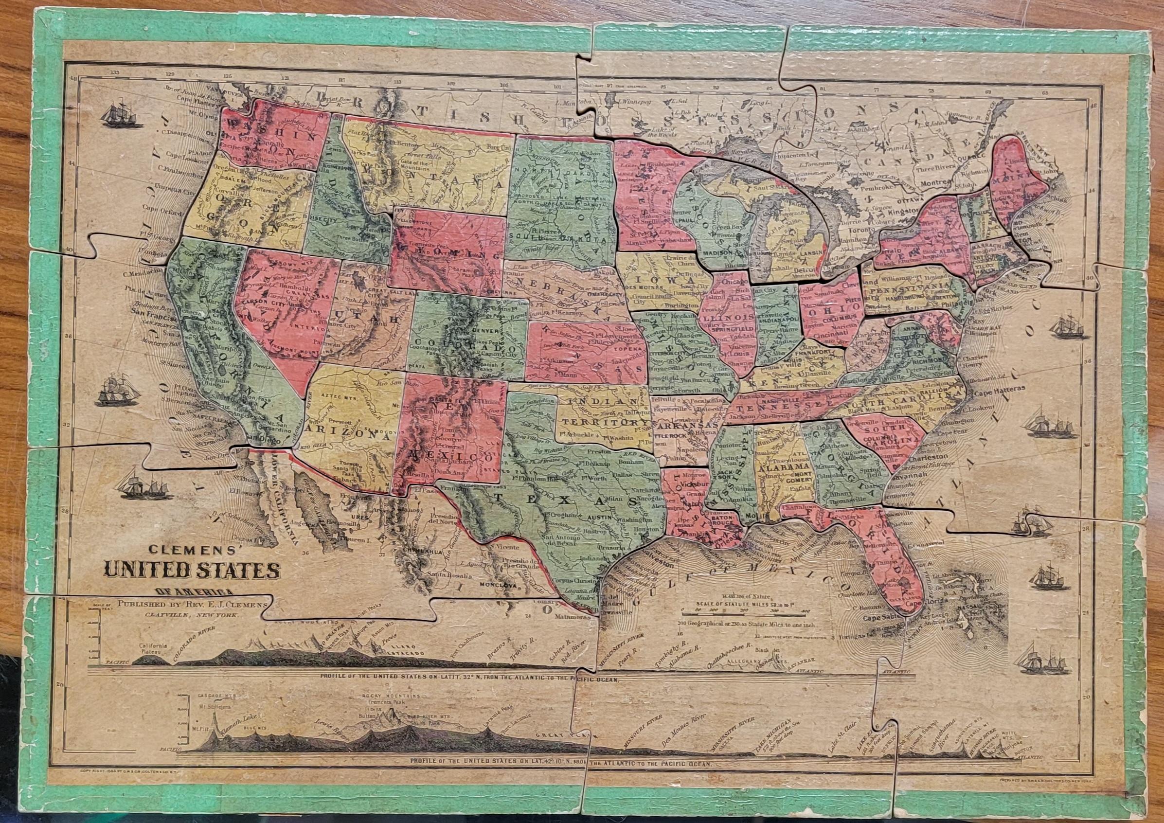 Advertising Puzzle USA Map Sherwin Williams Paint, 19th Century For Sale 1