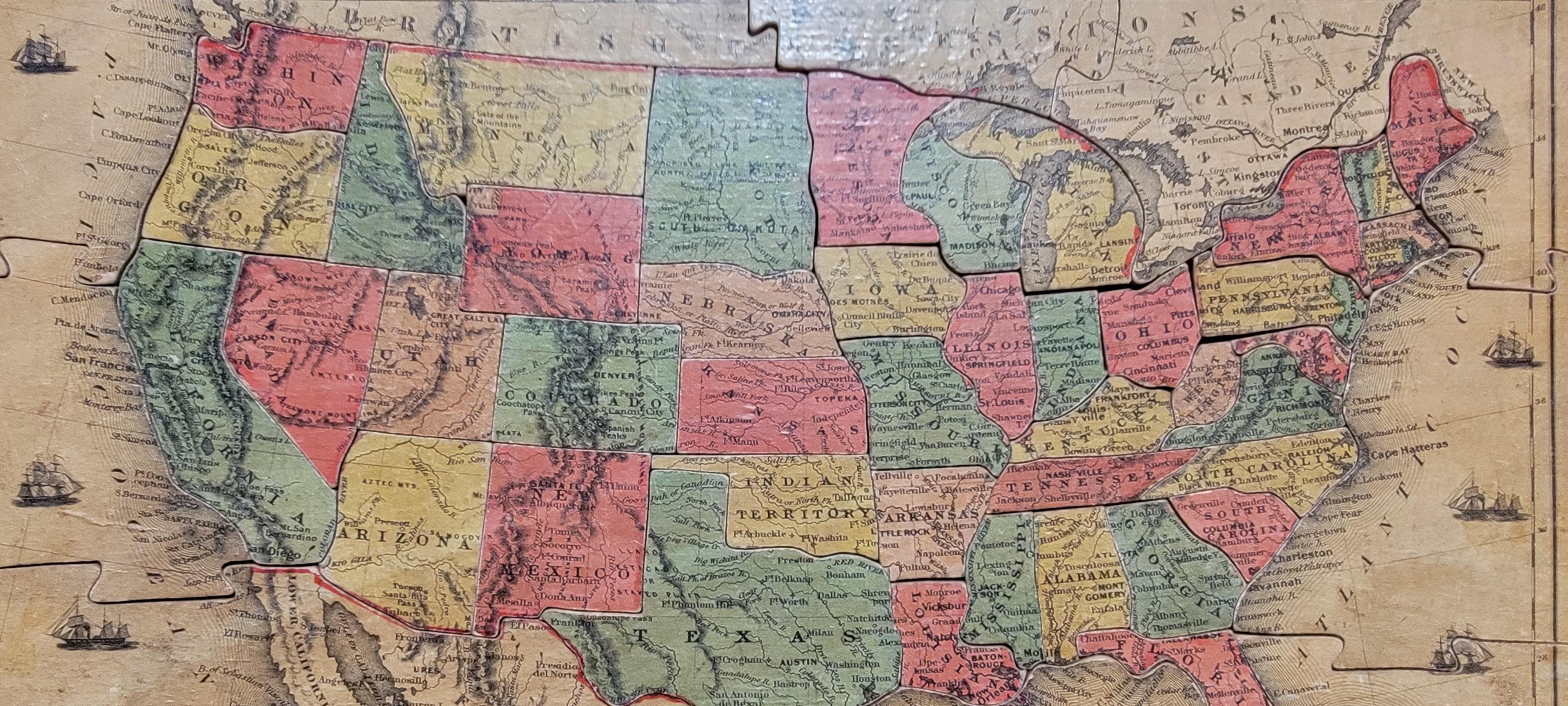 Advertising Puzzle USA Map Sherwin Williams Paint, 19th Century For Sale 2