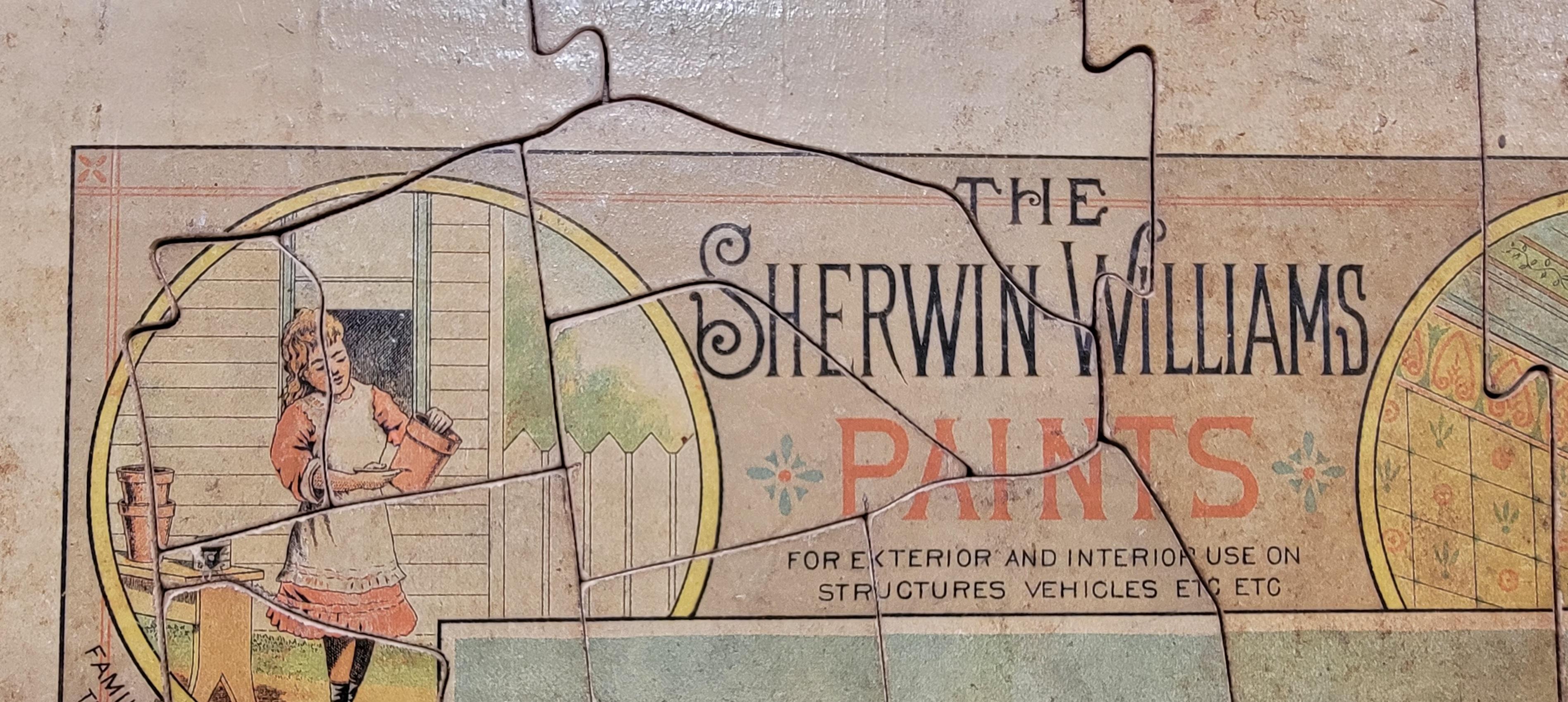 Late Victorian Advertising Puzzle USA Map Sherwin Williams Paint, 19th Century For Sale