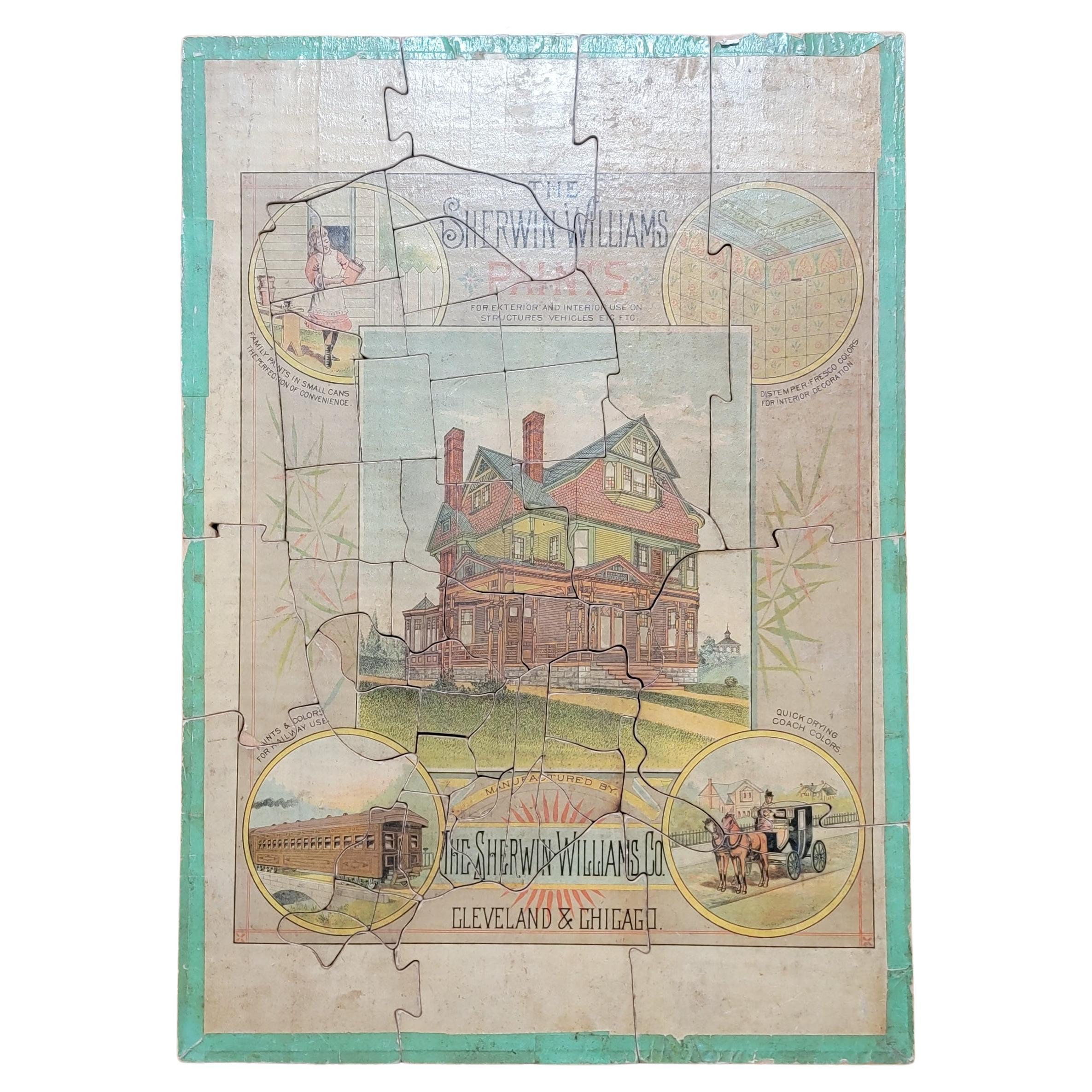 Advertising Puzzle USA Map Sherwin Williams Paint, 19th Century For Sale