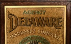 Advertising Tin Sign "The Delaware Insurance Company of Philadelphia" Circa 1885