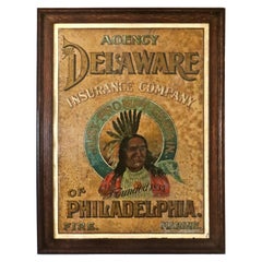 Advertising Tin Sign "The Delaware Insurance Company of Philadelphia" Circa 1885