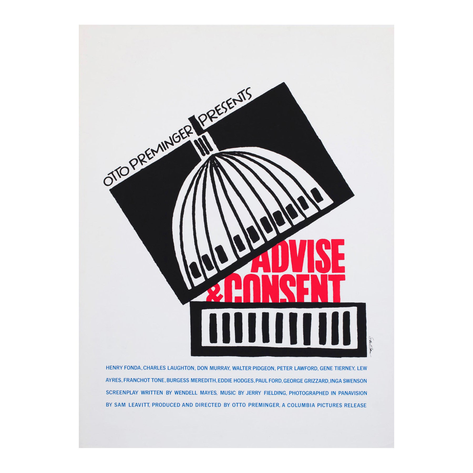 Advise and Consent c1962 Edición limitada en EE.UU. Cartel de cine serigrafiado, Saul Bass en venta