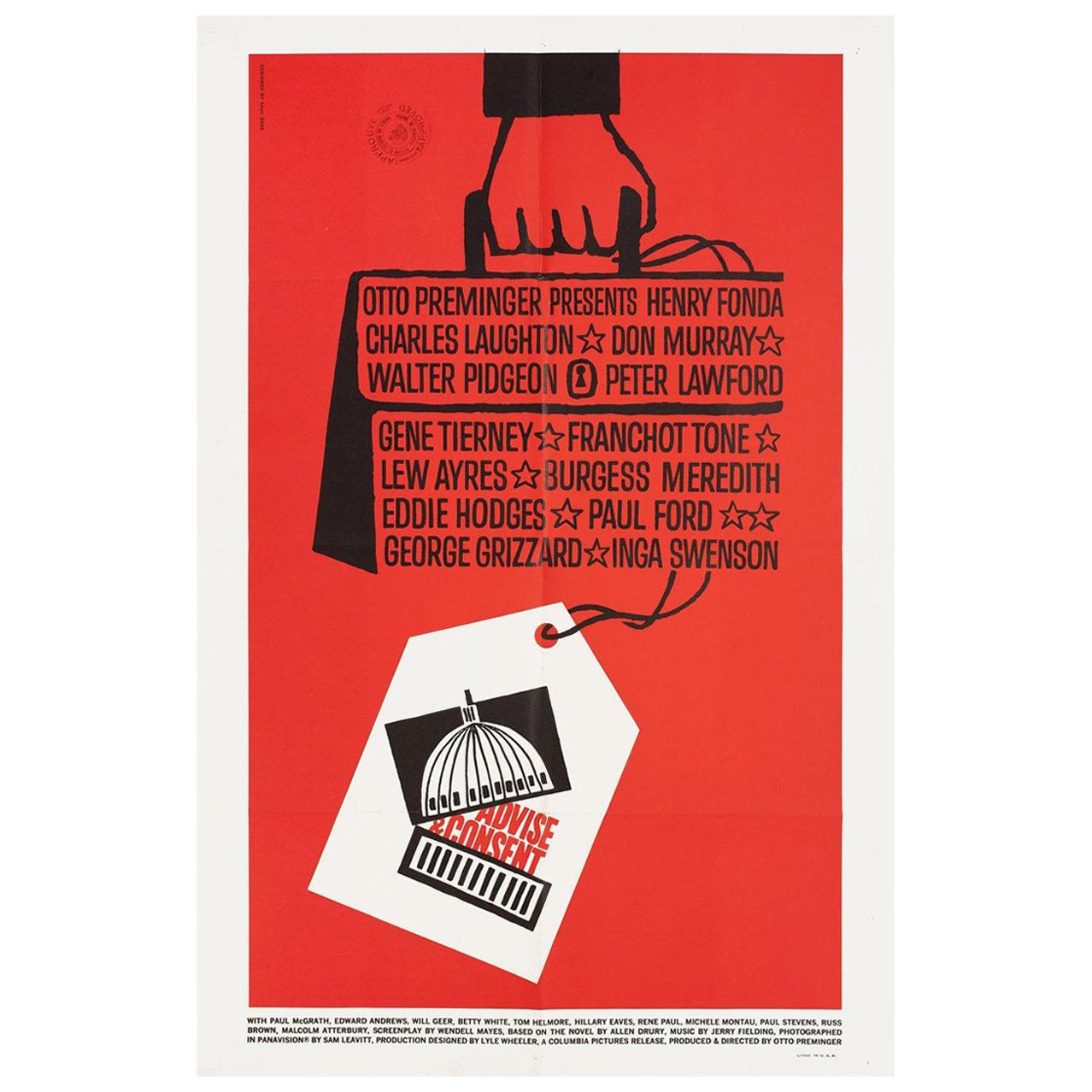 "Advise & Consent" 1962 U.S. One Sheet Film Poster