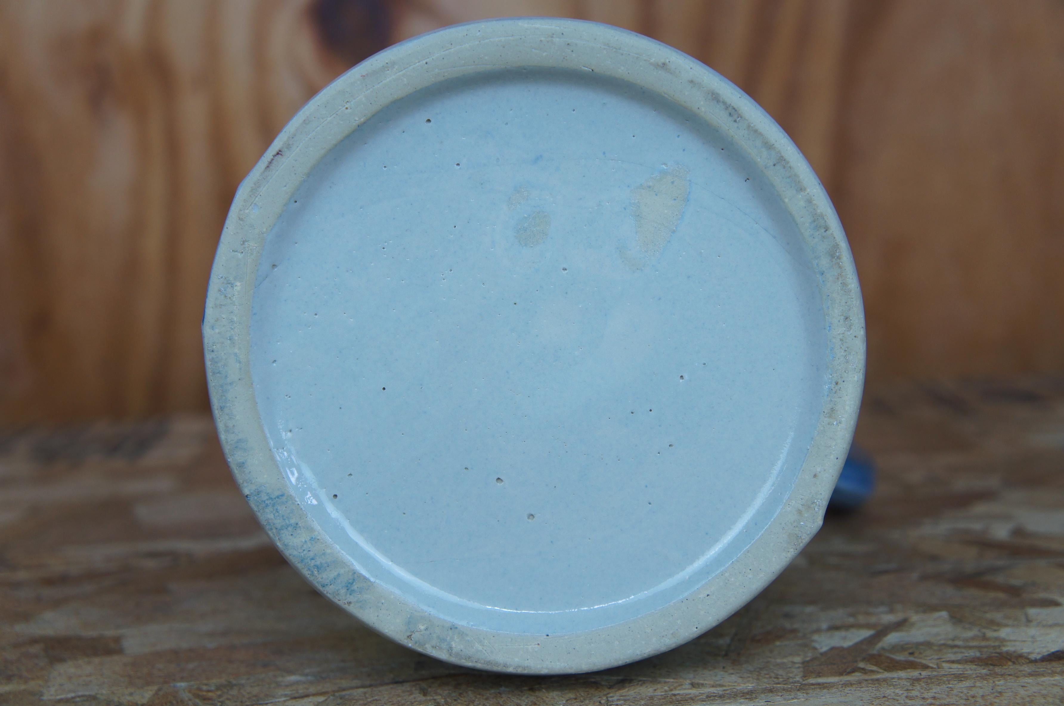 A.E. Hull Antique Victorian Blue & White Salt Glaze Stoneware Pitchers Cows 2