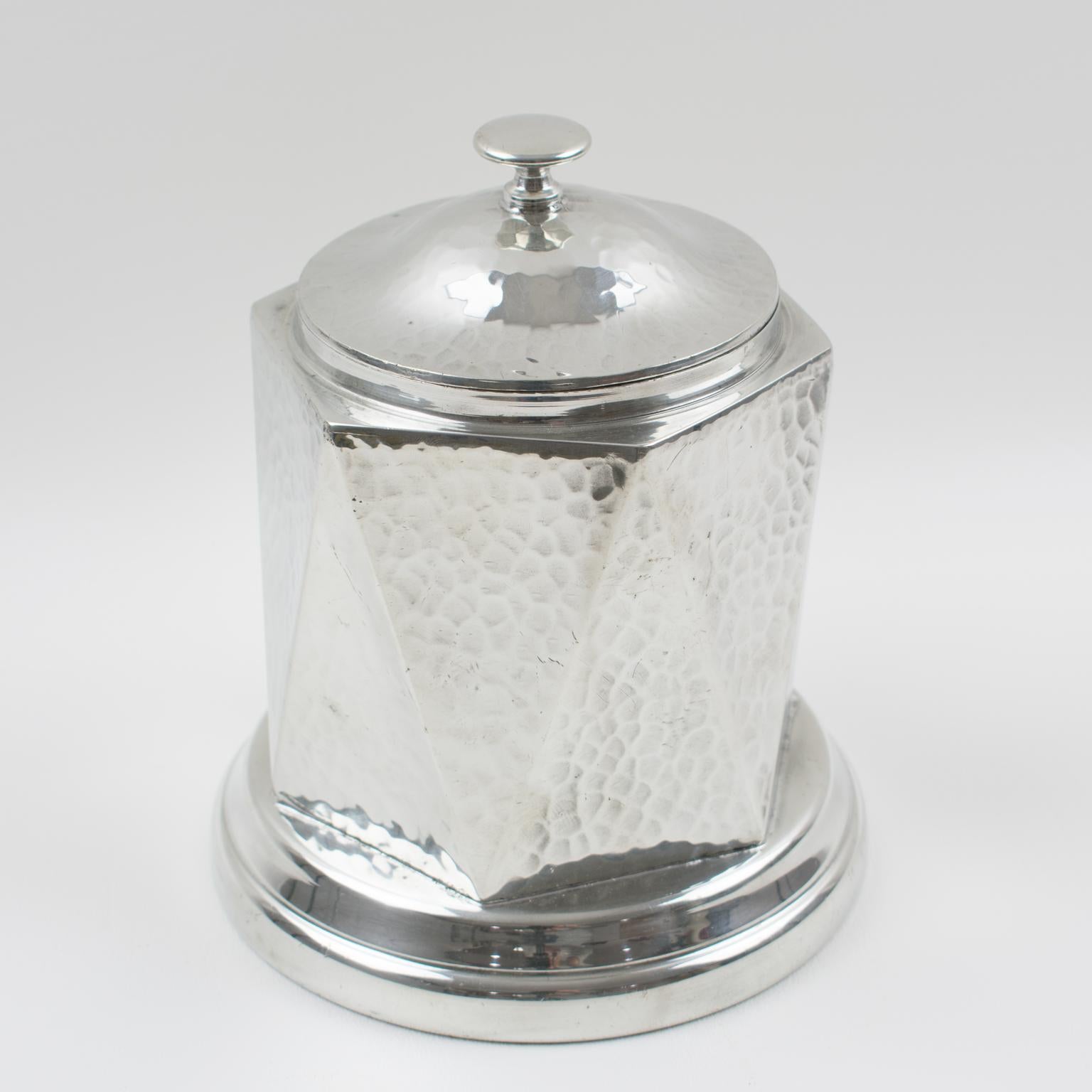 Mid-20th Century A.E. Poston & Co. English Art Deco Pewter Tea Caddy Box For Sale