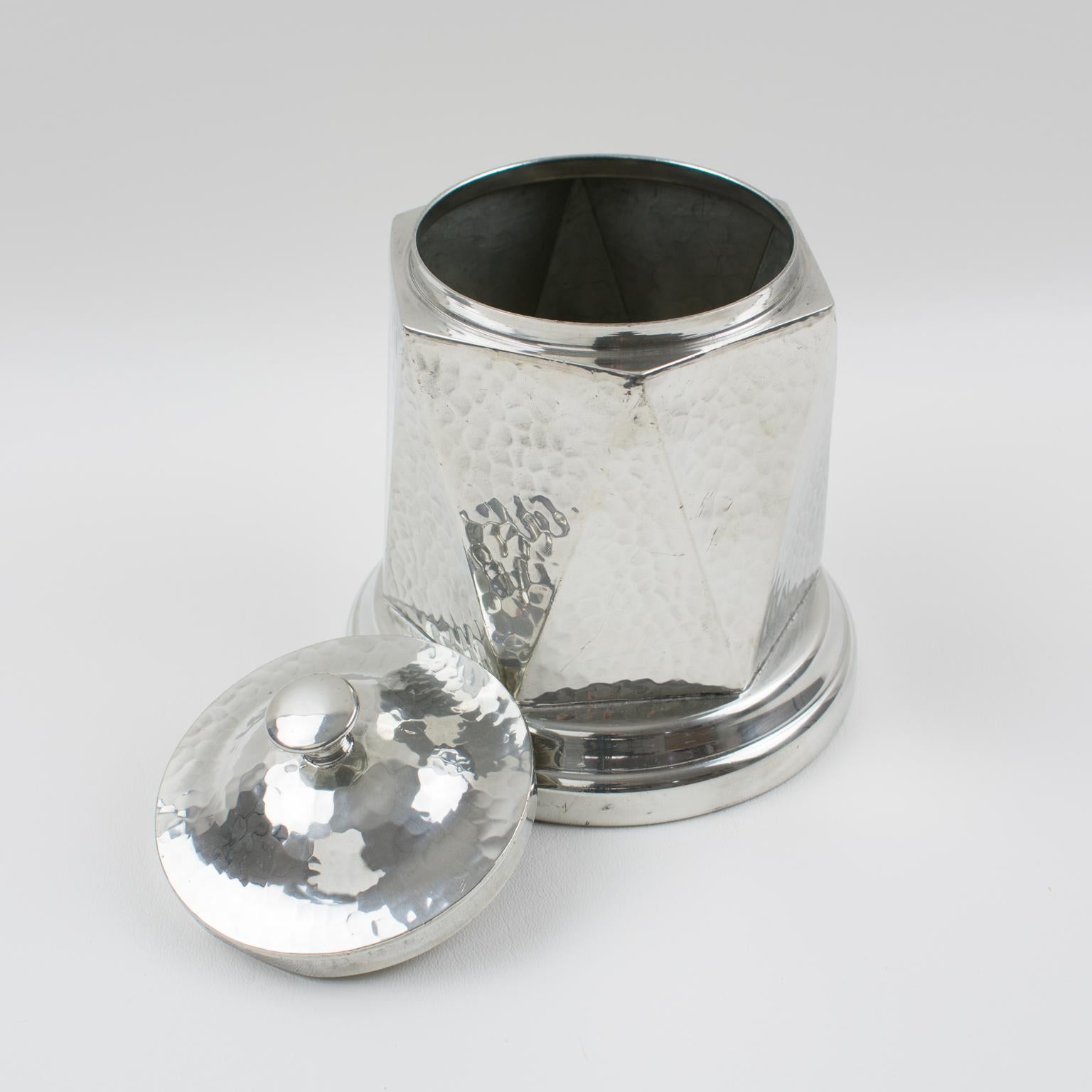 Metal A.E. Poston & Co. English Art Deco Pewter Tea Caddy Box For Sale