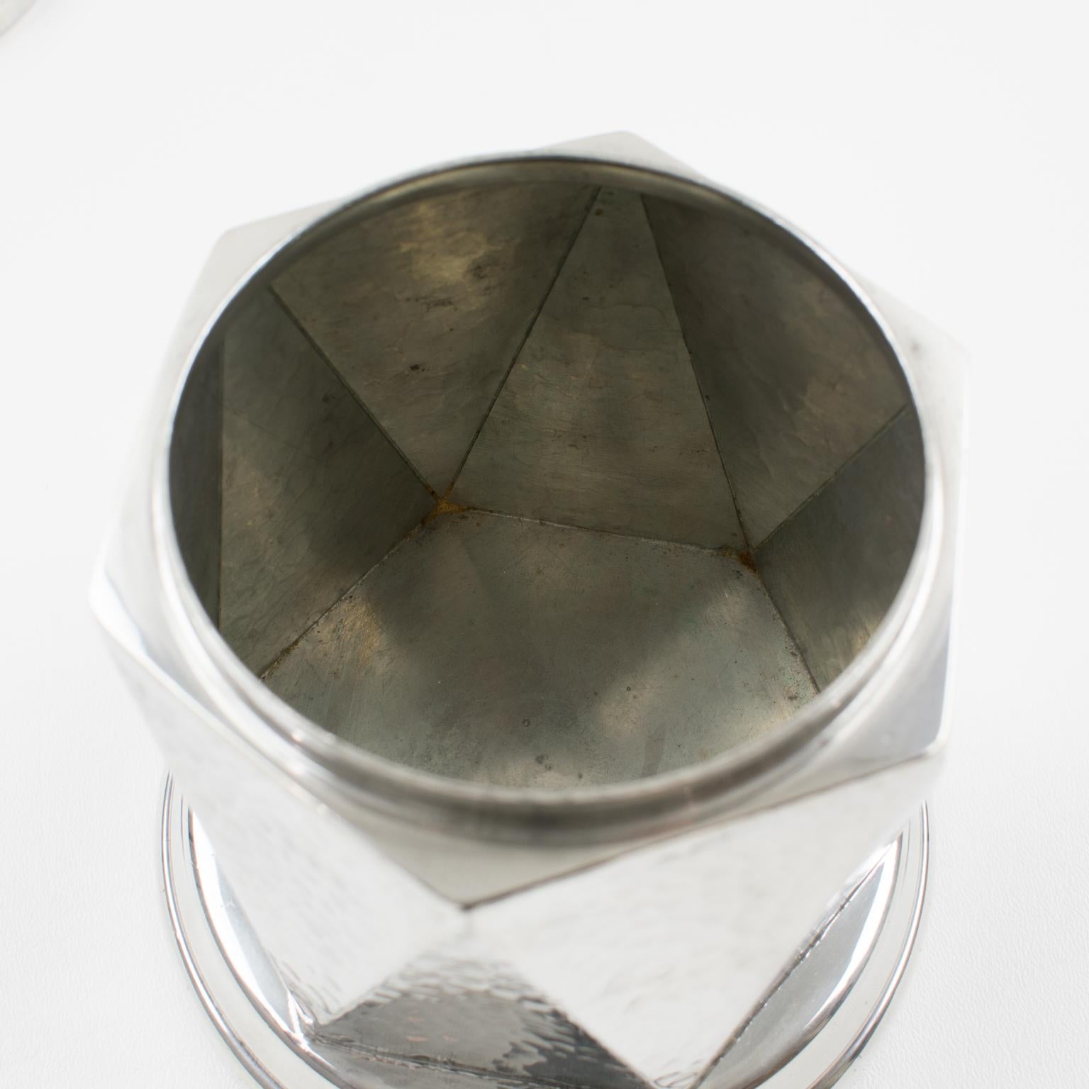 A.E. Poston & Co. English Art Deco Pewter Tea Caddy Box For Sale 1