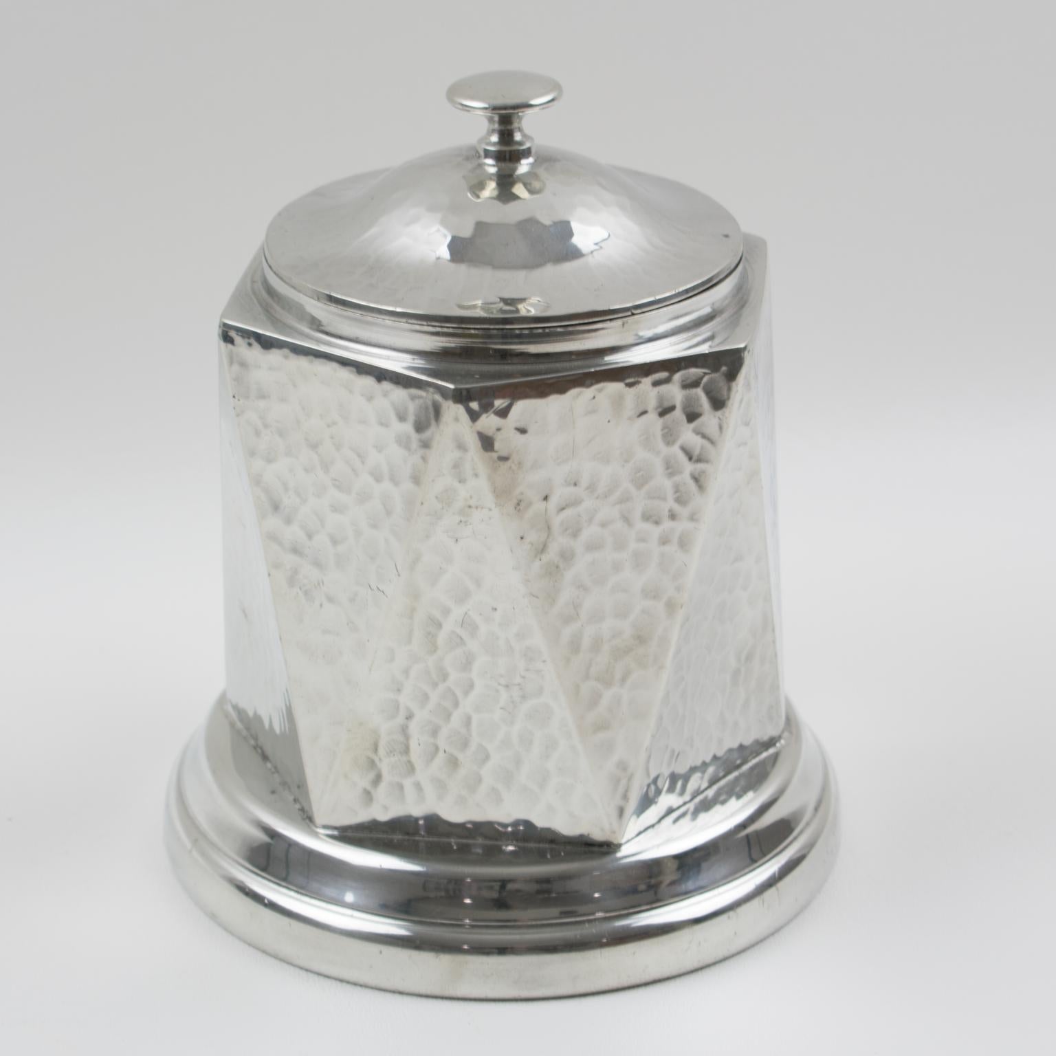 A.E. Poston & Co. English Art Deco Pewter Tea Caddy Box For Sale 3