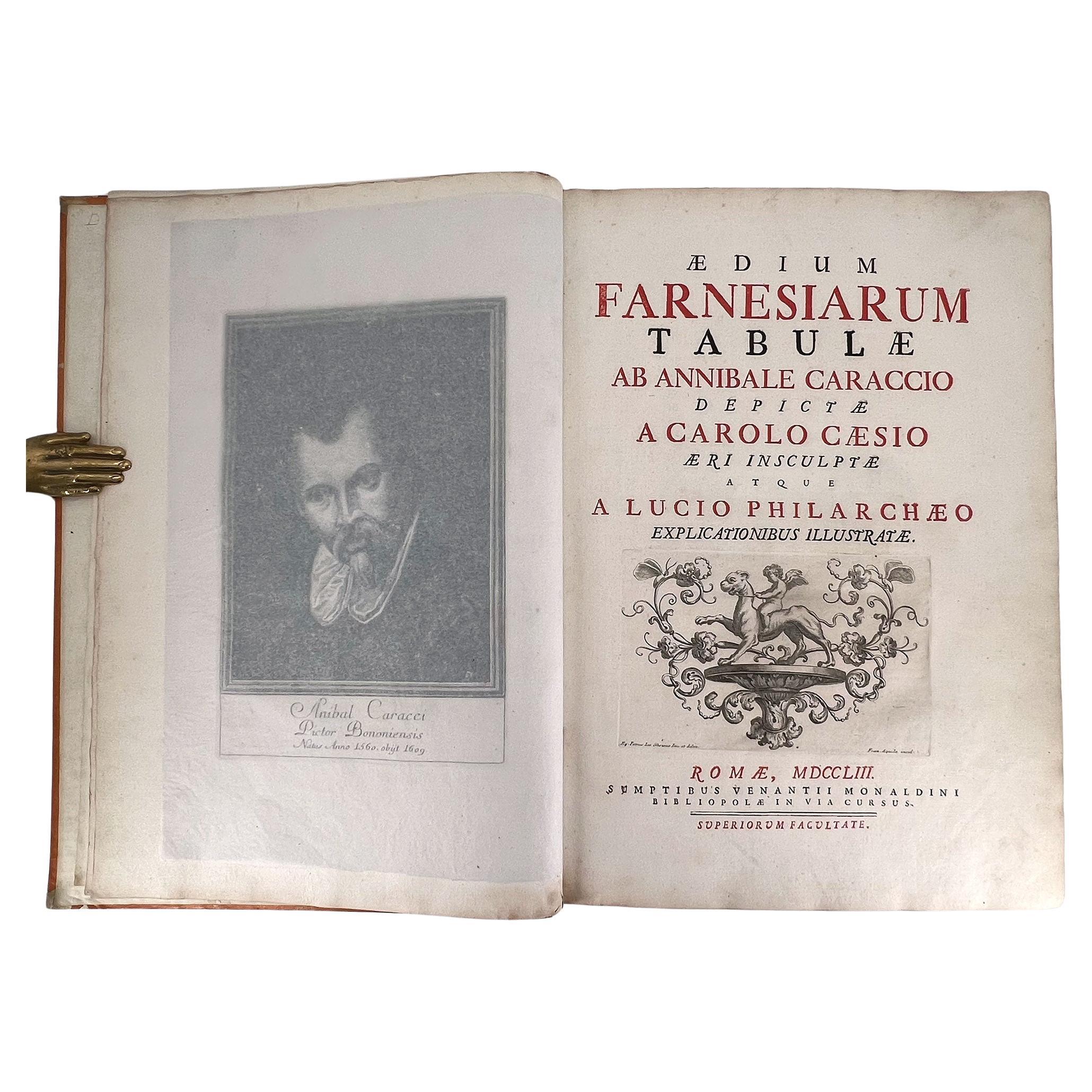 Fresques de Carracci au Palais Farnèse à Rome

Rome : Venantius Monaldinus, 1753. 
Première édition. 
Folio surdimensionné, 17 1/4 x 12 pouces (438 x 304 mm) ; demi-titre, portrait gravé d'Annibale Carracci sur le frontispice avec protège-tissu,
