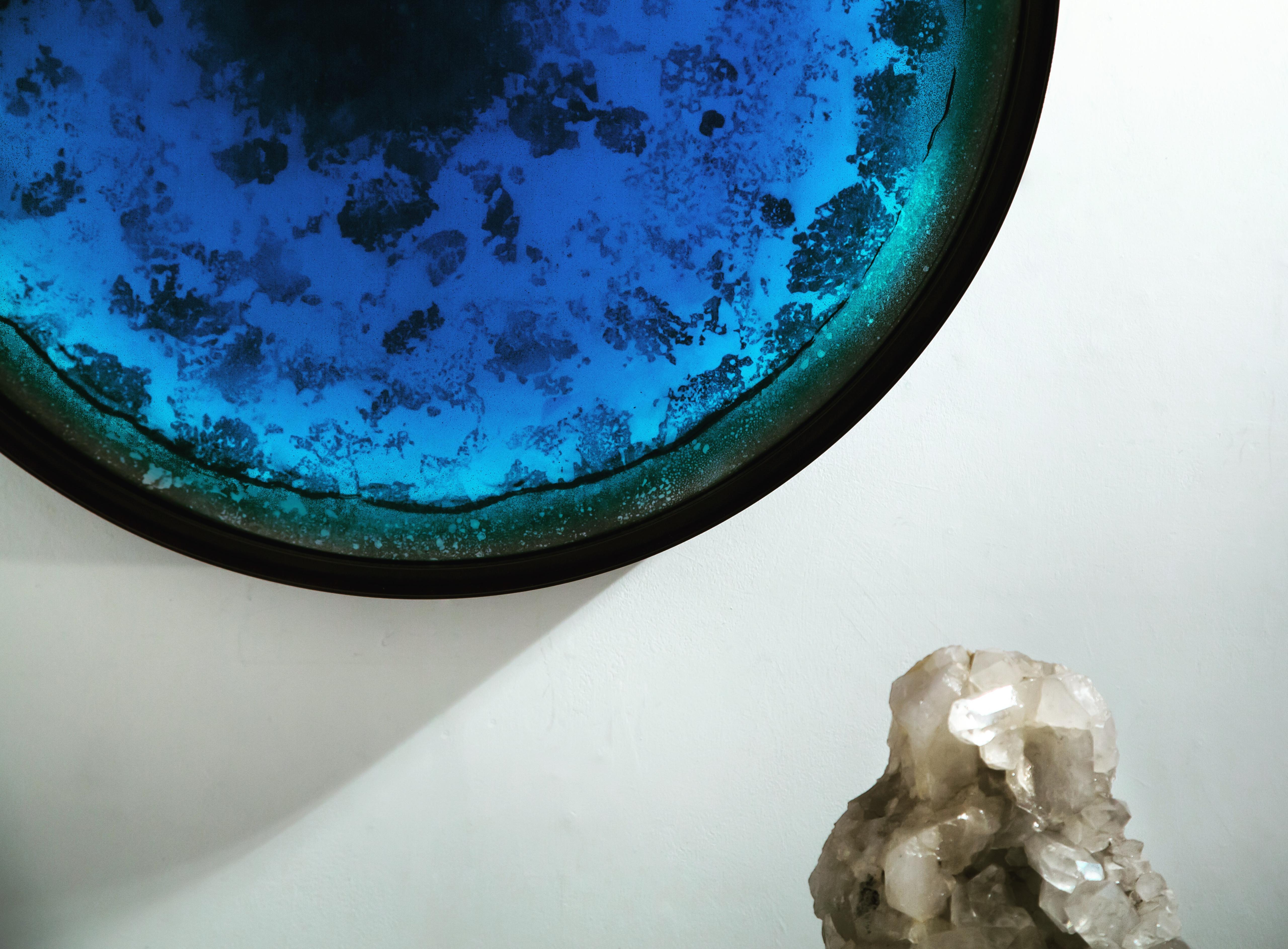 Post-Modern Aegean Iris Mirror by Tom Palmer