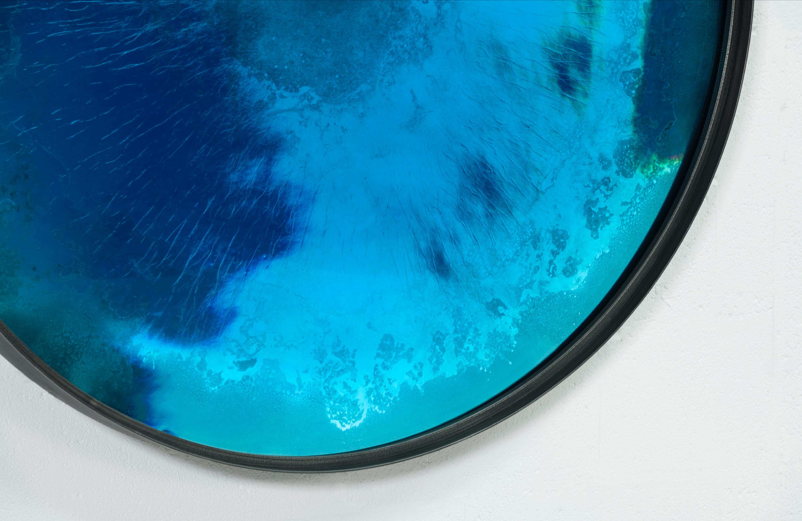 Post-Modern Aegean Iris Mirror by Tom Palmer For Sale