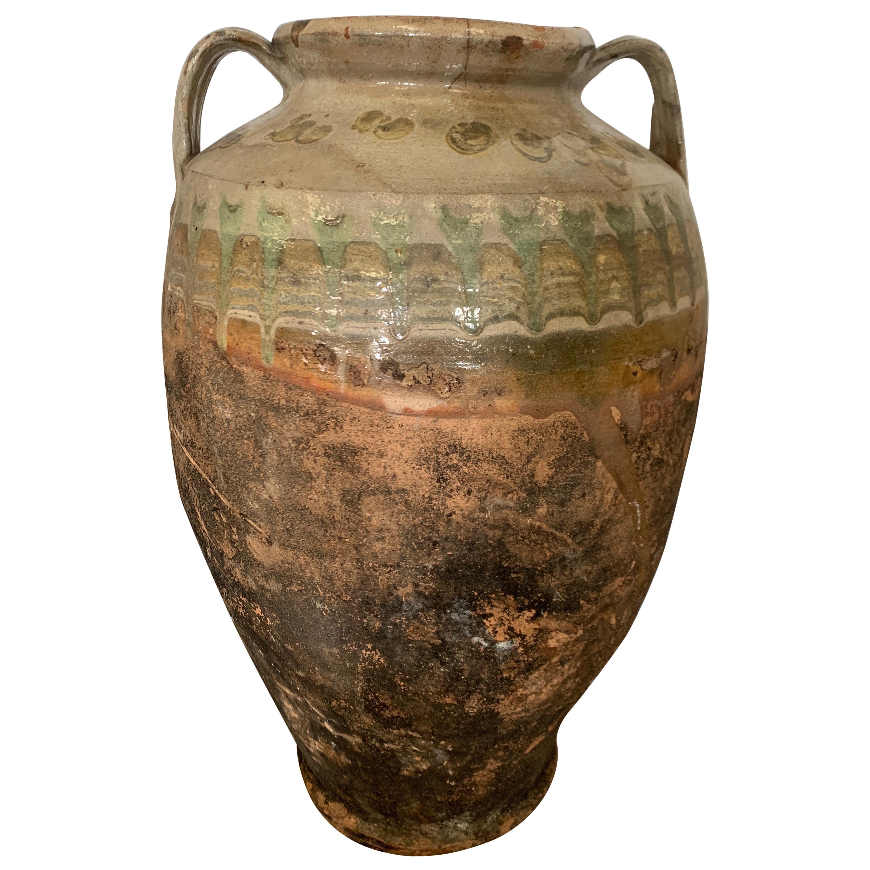 Aegean Sea 18th Century Green Glazed Earthenware Jar