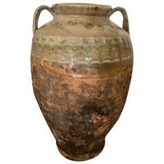 Antique Aegean Sea 18th Century Green Glazed Earthenware Jar
